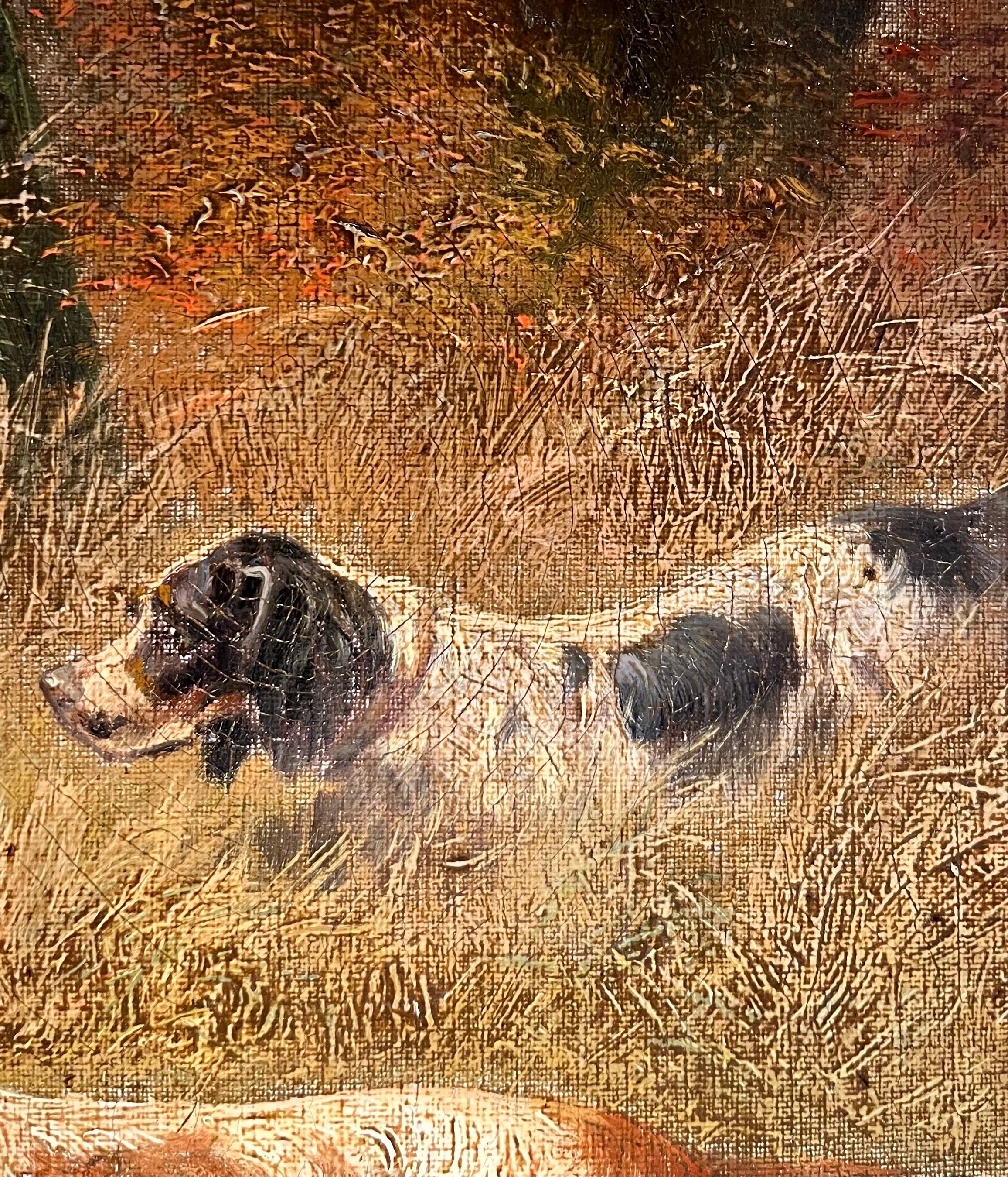 Pointer Dogs - Oil on Canvas - 39x31 cm For Sale 1