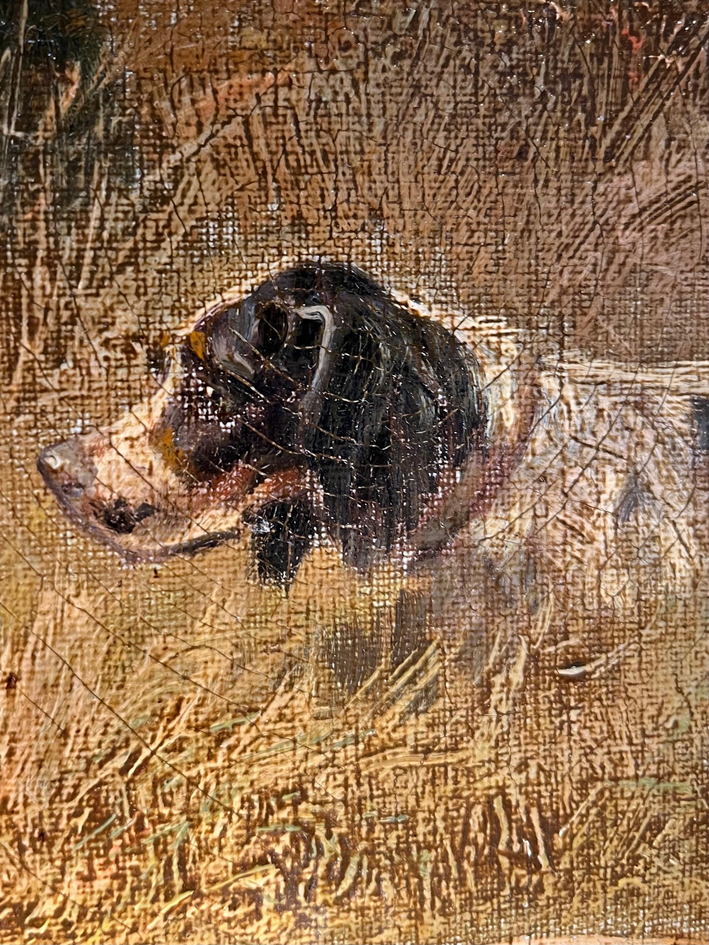 Pointer Dogs - Oil on Canvas - 39x31 cm For Sale 2