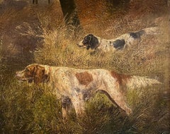 Dogs pointeurs - Huile sur toile - 39x31 cm