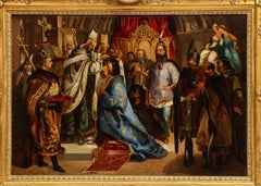 (Polish, 19th Century) Exceptional Quality Oil on Tin Painting "Coronation"