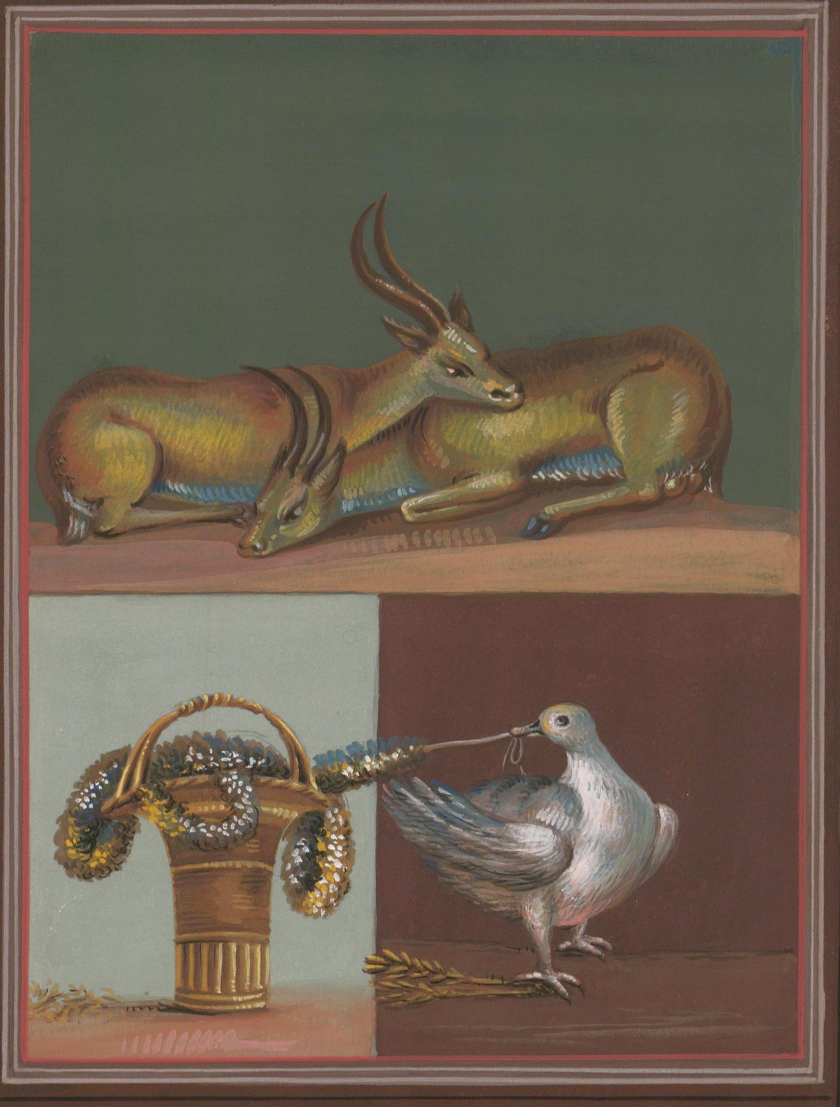 Pompeianisches Stillleben in Gouache (Grau), Still-Life Painting, von Unknown