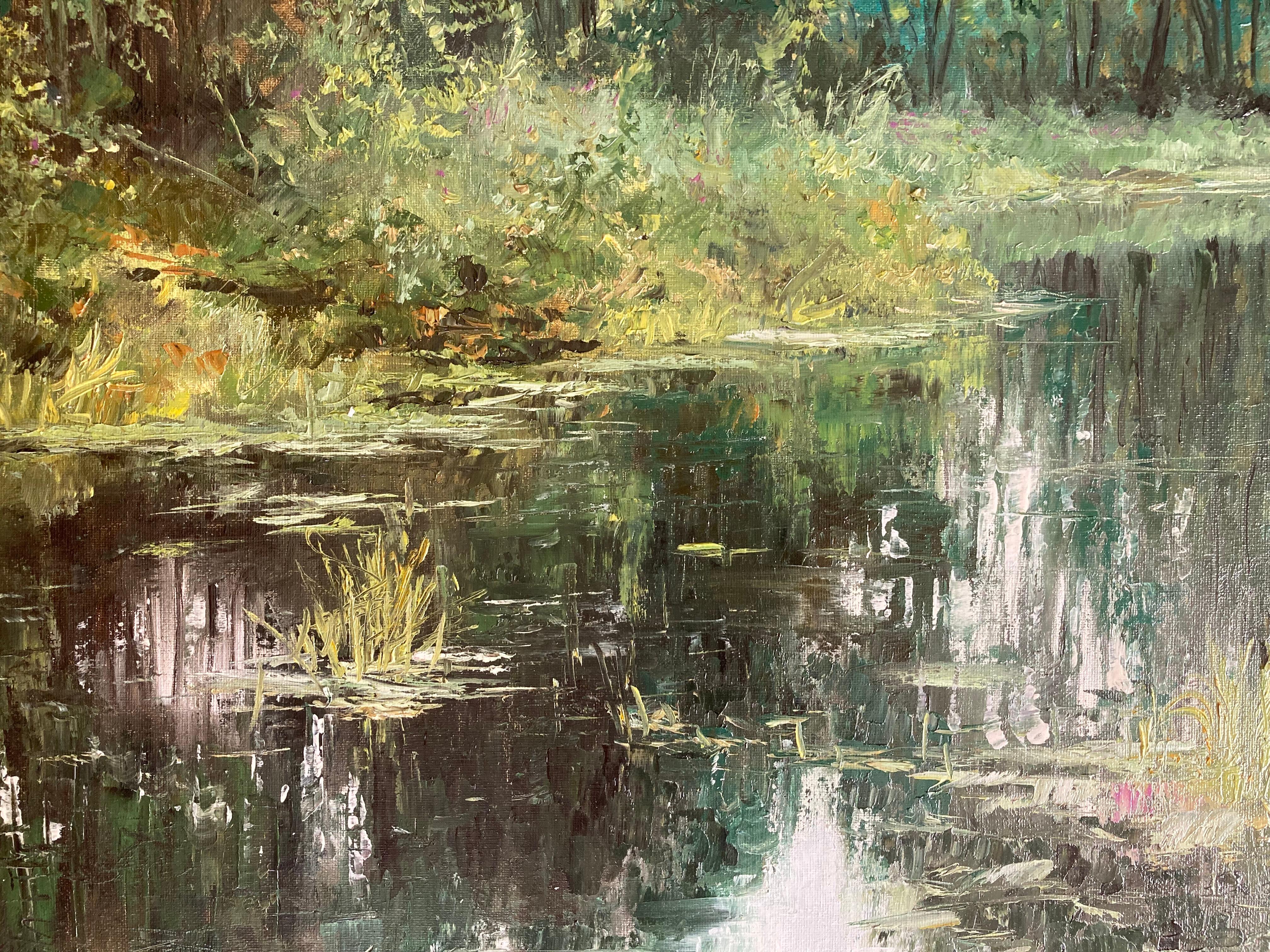 pond landscape painting