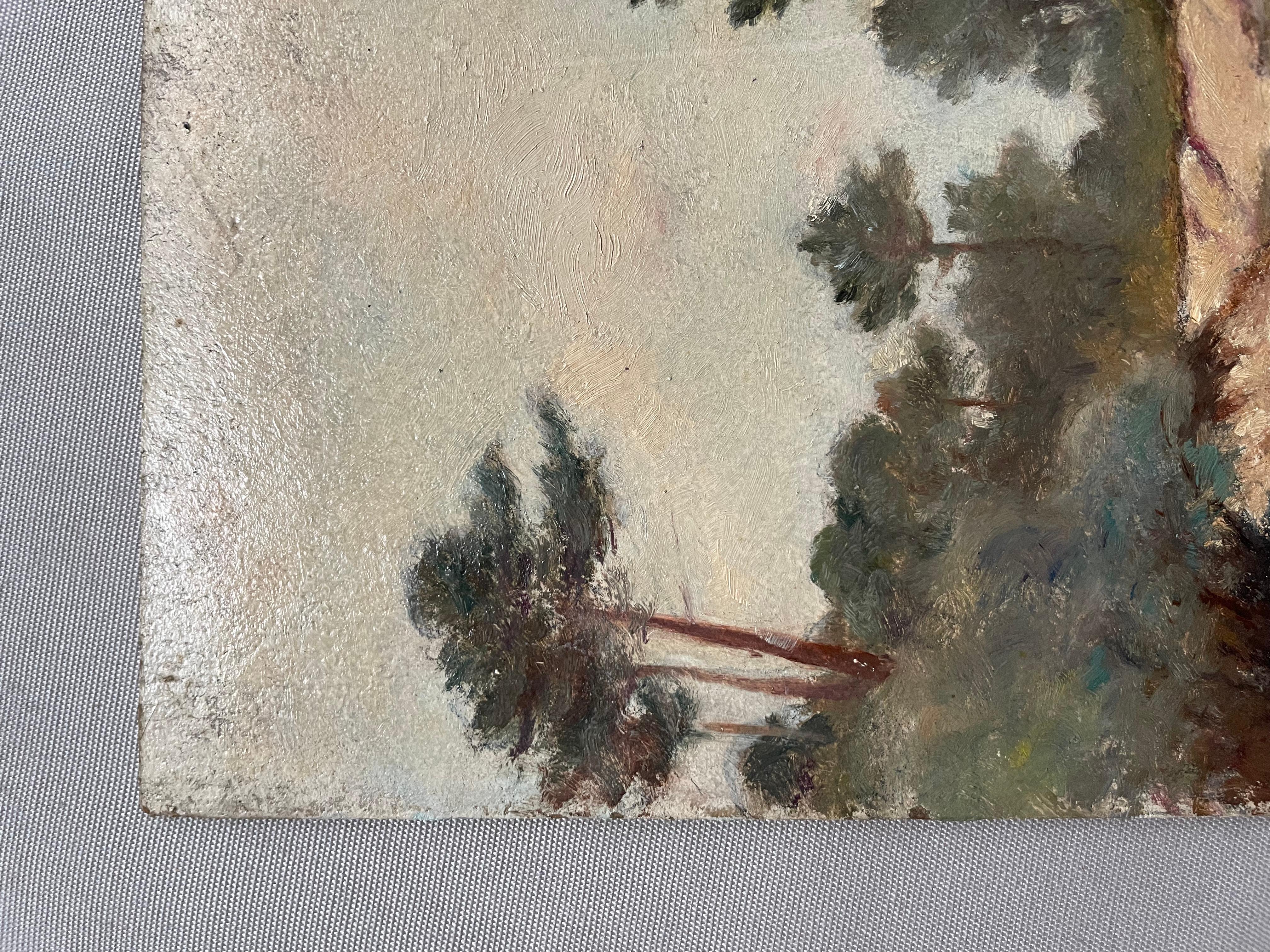 Teich, Südwestfrankreich, Öl auf Karton, frühes 20. Jahrhundert – Painting von Unknown