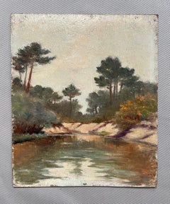 Estanque, Suroeste de Francia, Óleo sobre cartón, Principios del siglo XX