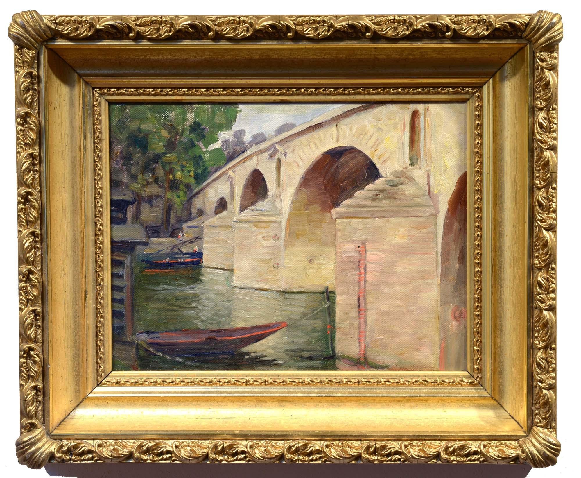 Pont Neuf, Paris, French Impressionist, late 19th/early 20th century, Cityscape - Painting by Unknown