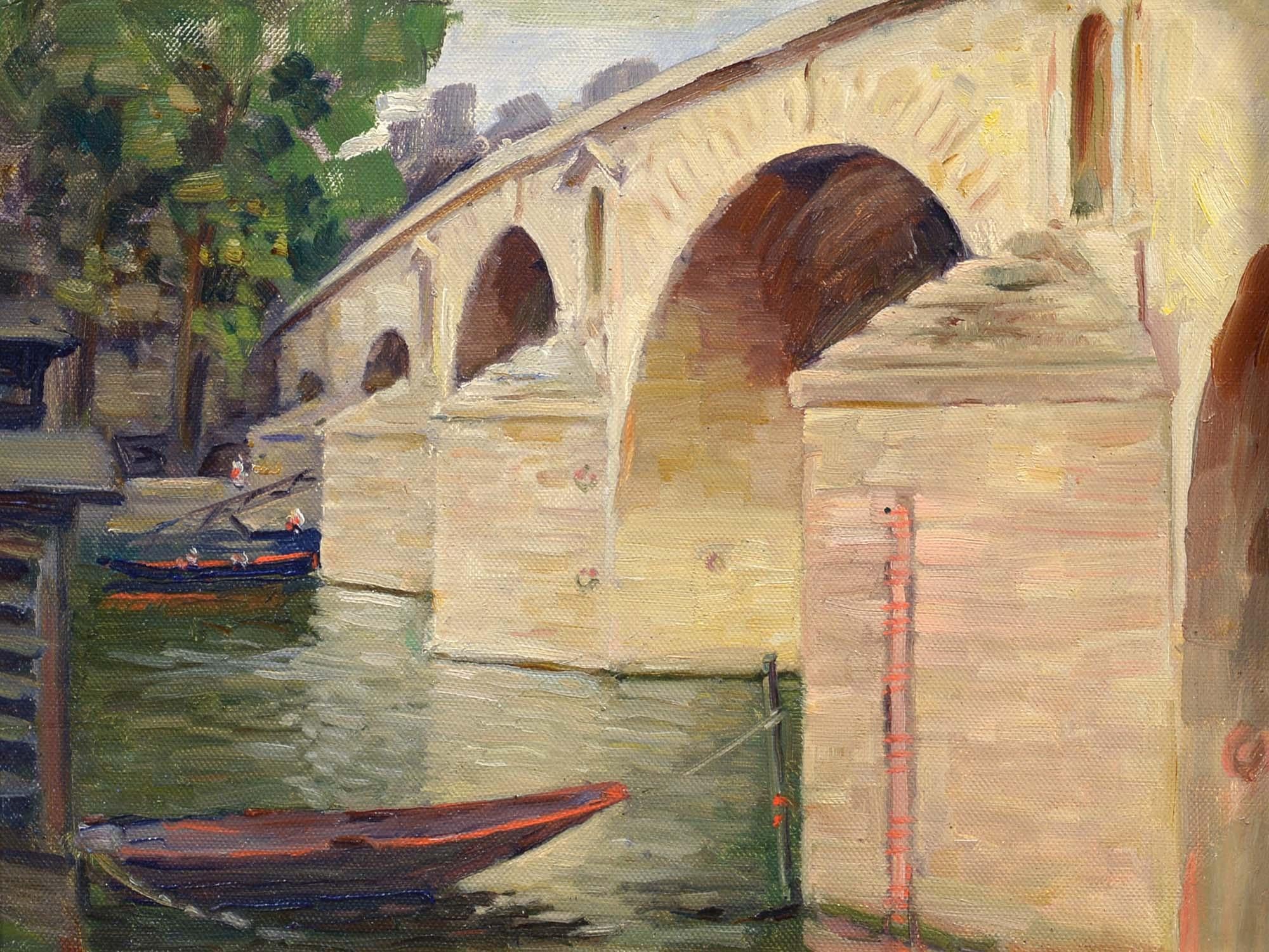 Unknown Landscape Painting - Pont Neuf, Paris, French Impressionist, late 19th/early 20th century, Cityscape