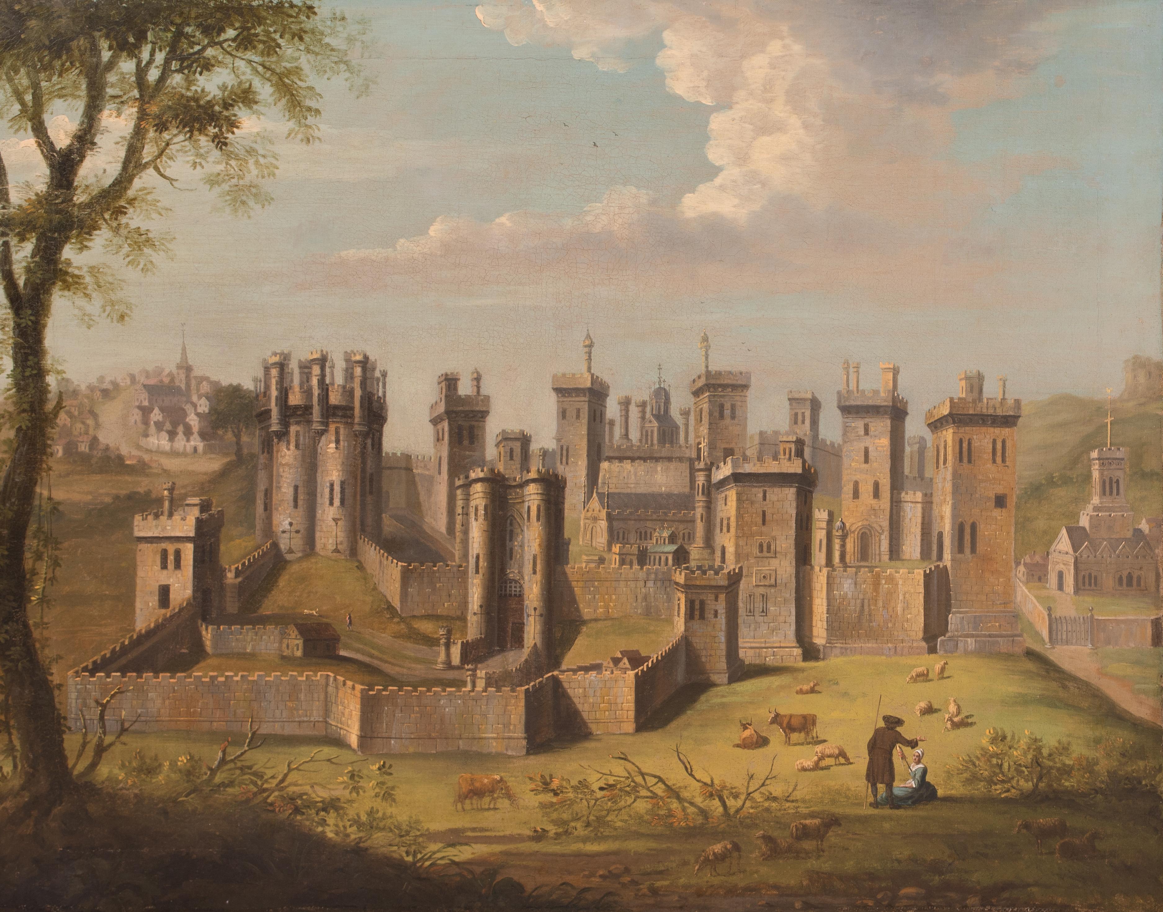 Castello di Pontefract, XVII secolo  JORI Hoefnagel (1542-1601) - Landscape Painting Marrone di Unknown