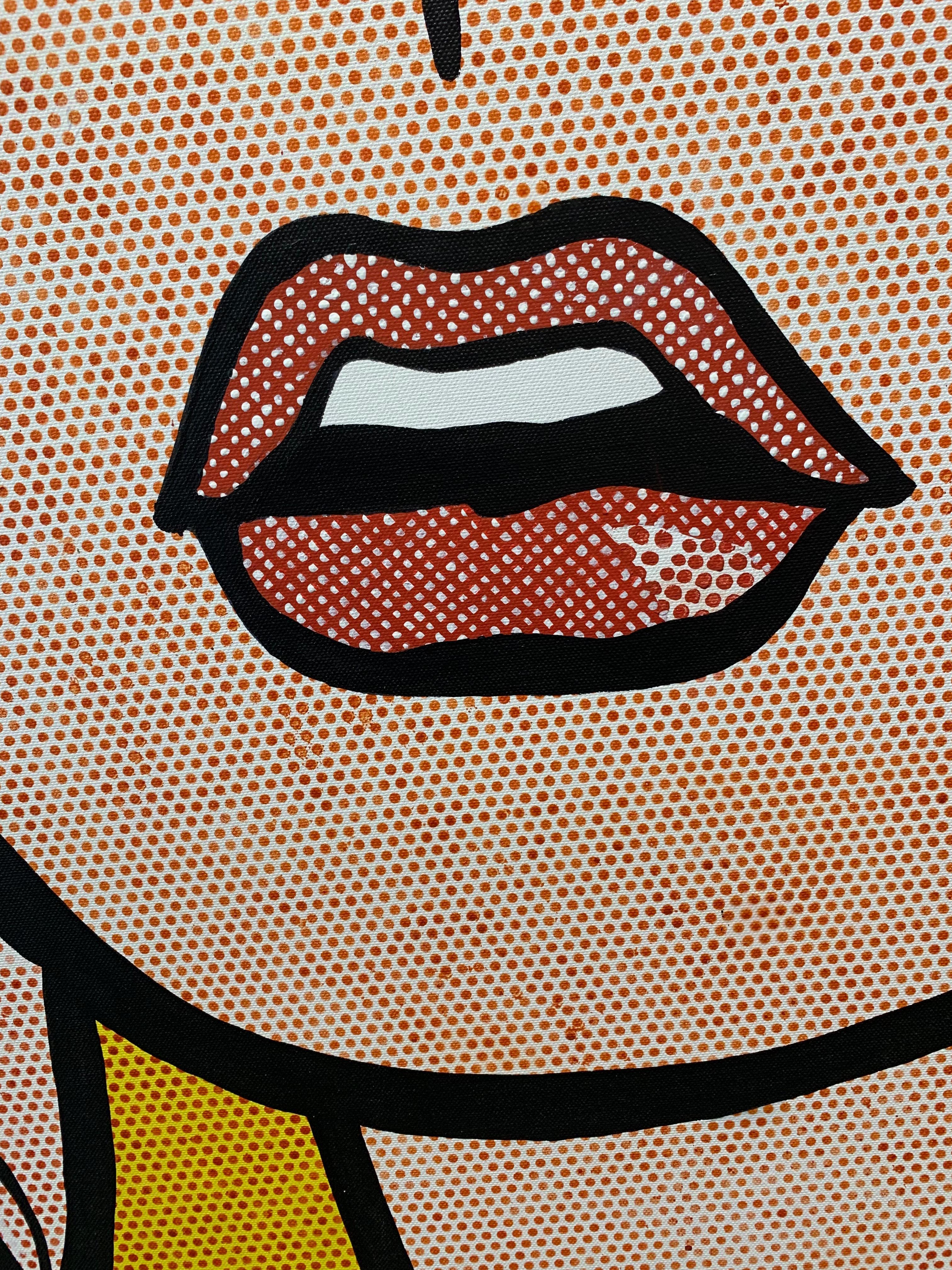 Peinture Pop Art avec cheveux blonds basée sur Roy Lichtenstein en vente 4