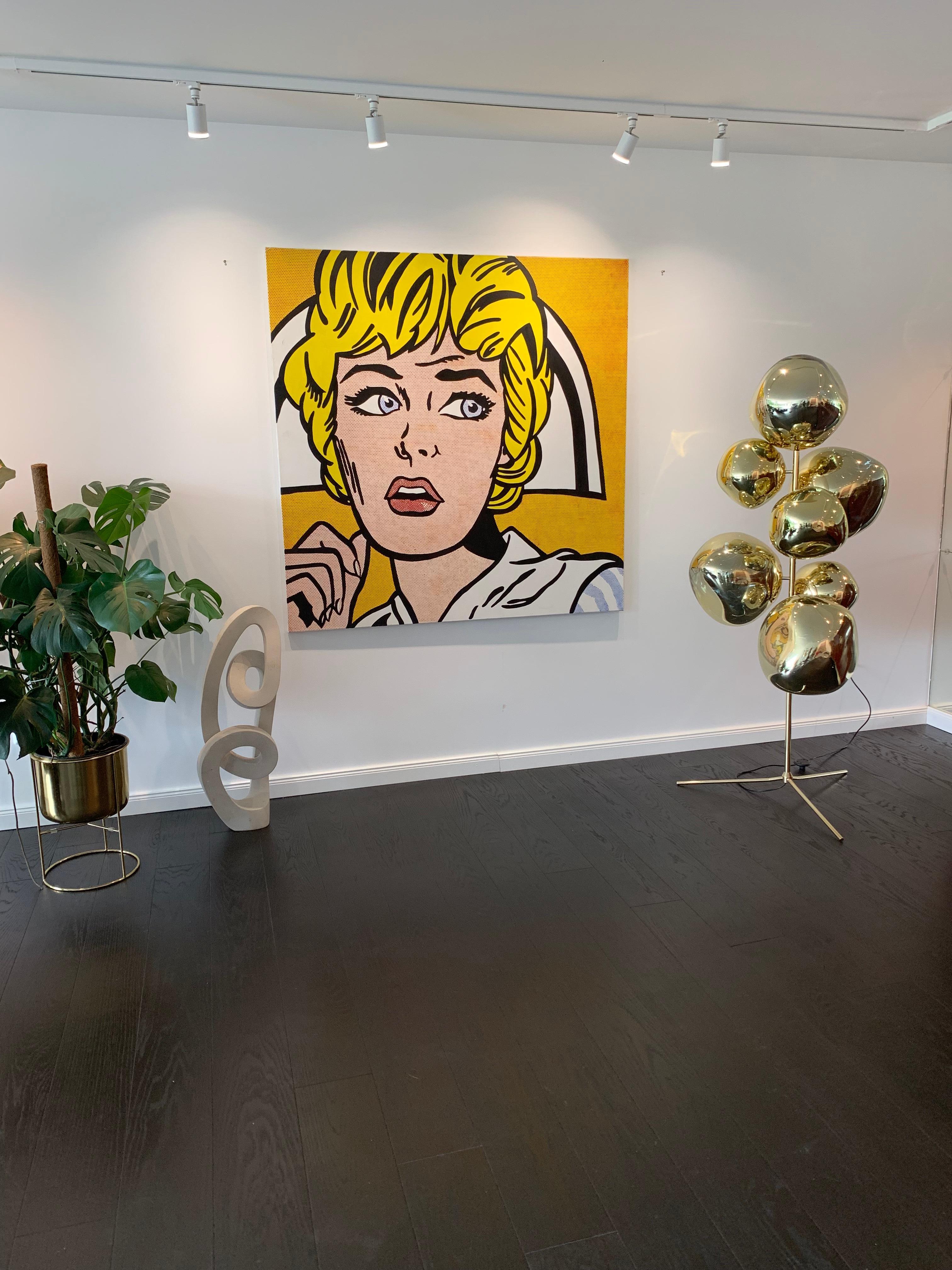 Pop Art painting girl with blond hair based on Roy Lichtenstein For Sale 4