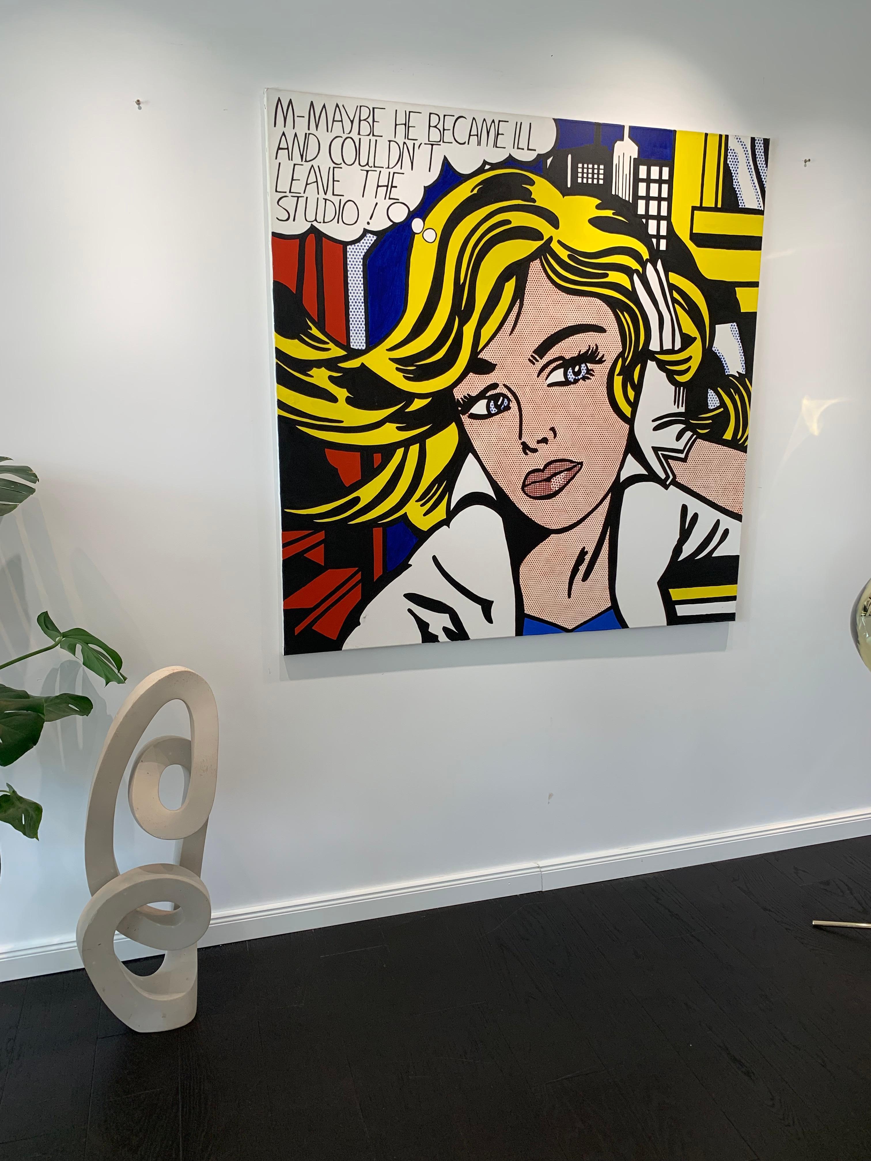 Pop-Art-Gemälde eines Mädchens mit Textblase, basiert auf Roy Lichtenstein 4