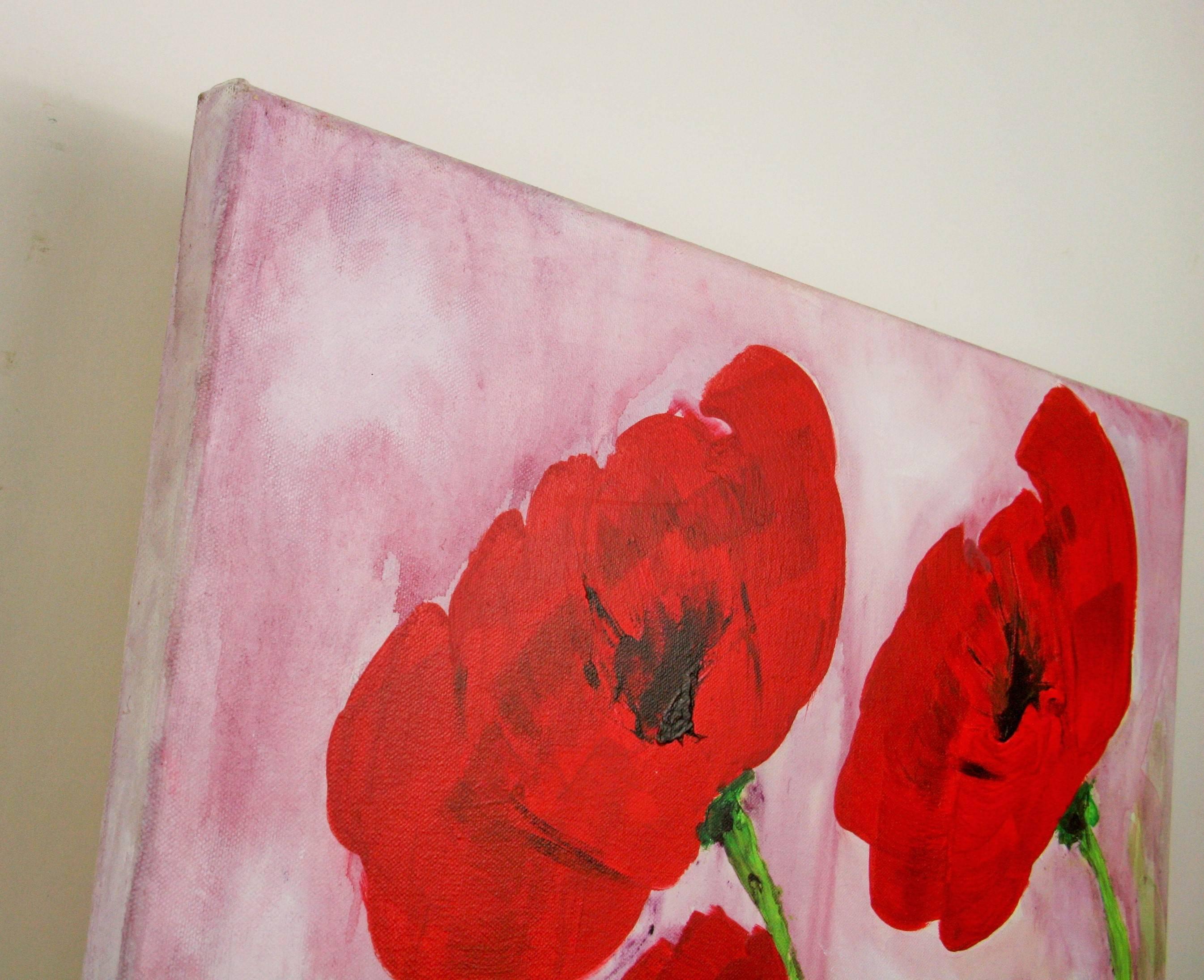 Mohnblumen Blumen Impressionist  Gemälde von P.Russo im Angebot 1