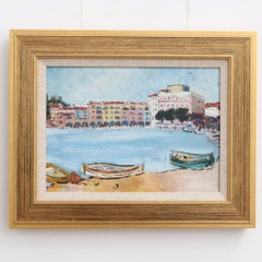 'Port of Sète', French School Vintage Oil Painting