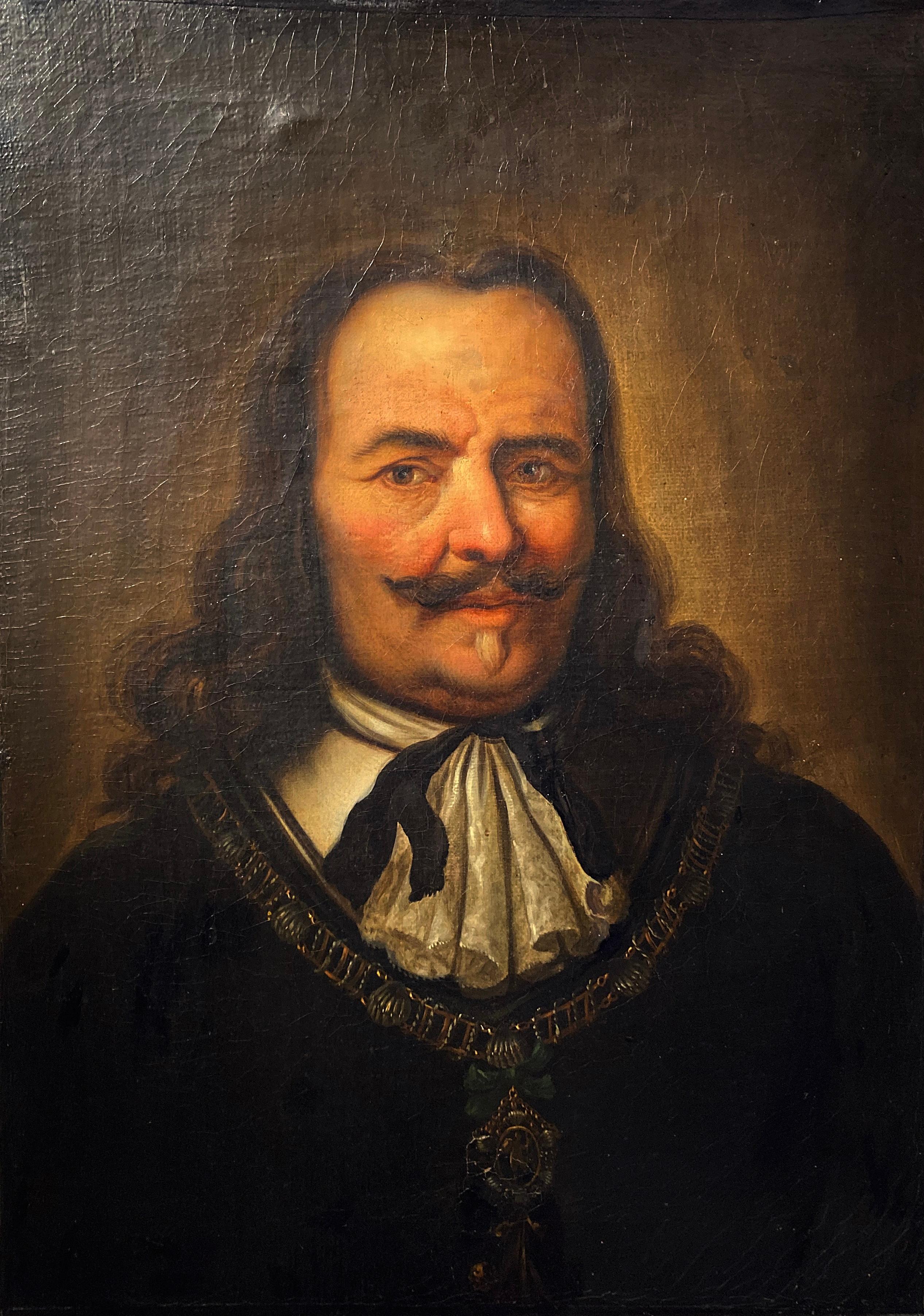 Unknown Portrait Painting - Portrait Admiral Michiel de Ruyter after Ferdinand Bol, Dutch Fleet, Battle
