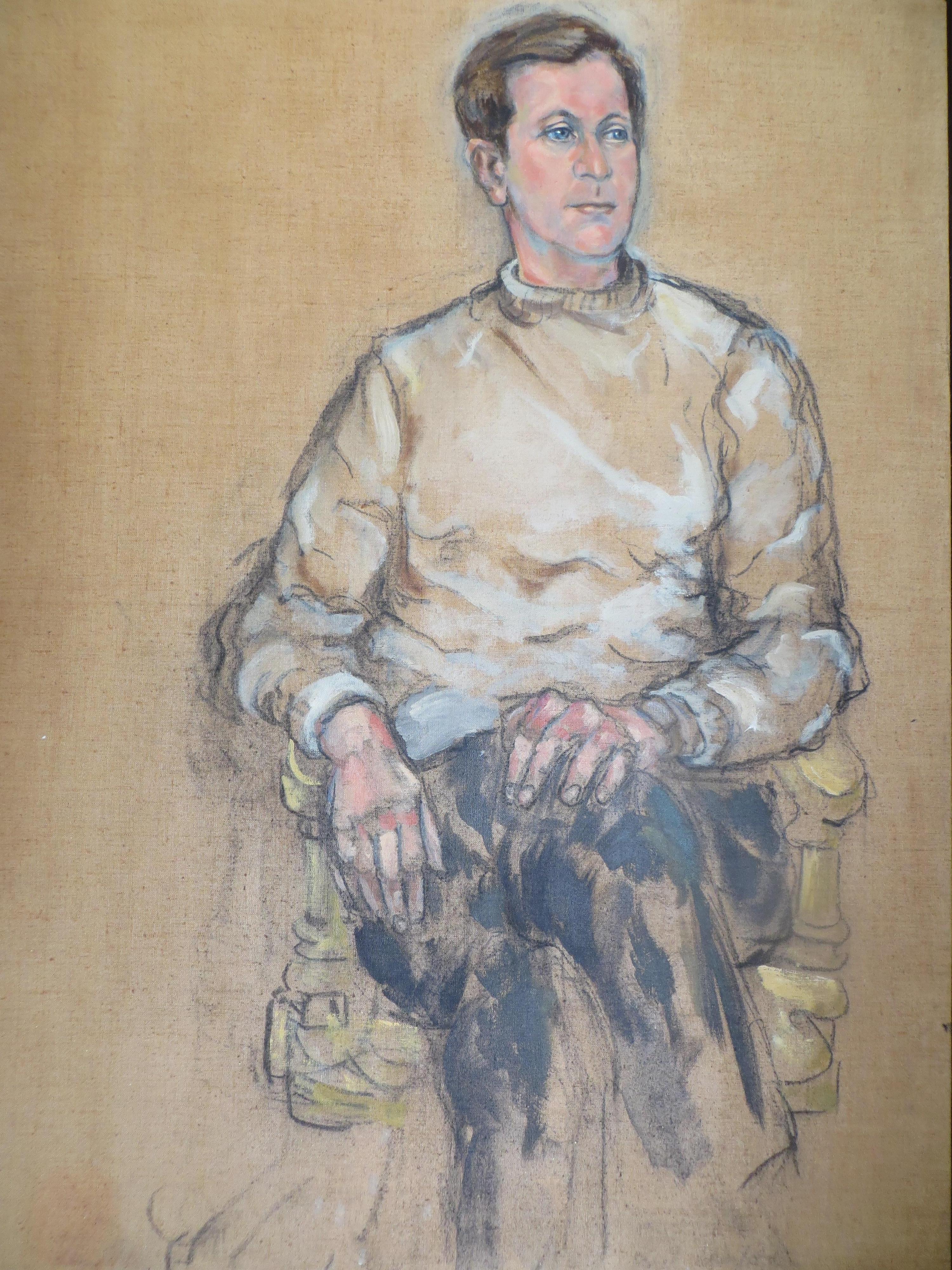 Portrait Painting di Unknown - Ritratto di uomo di Pearl Shönfeld  Olio su tela