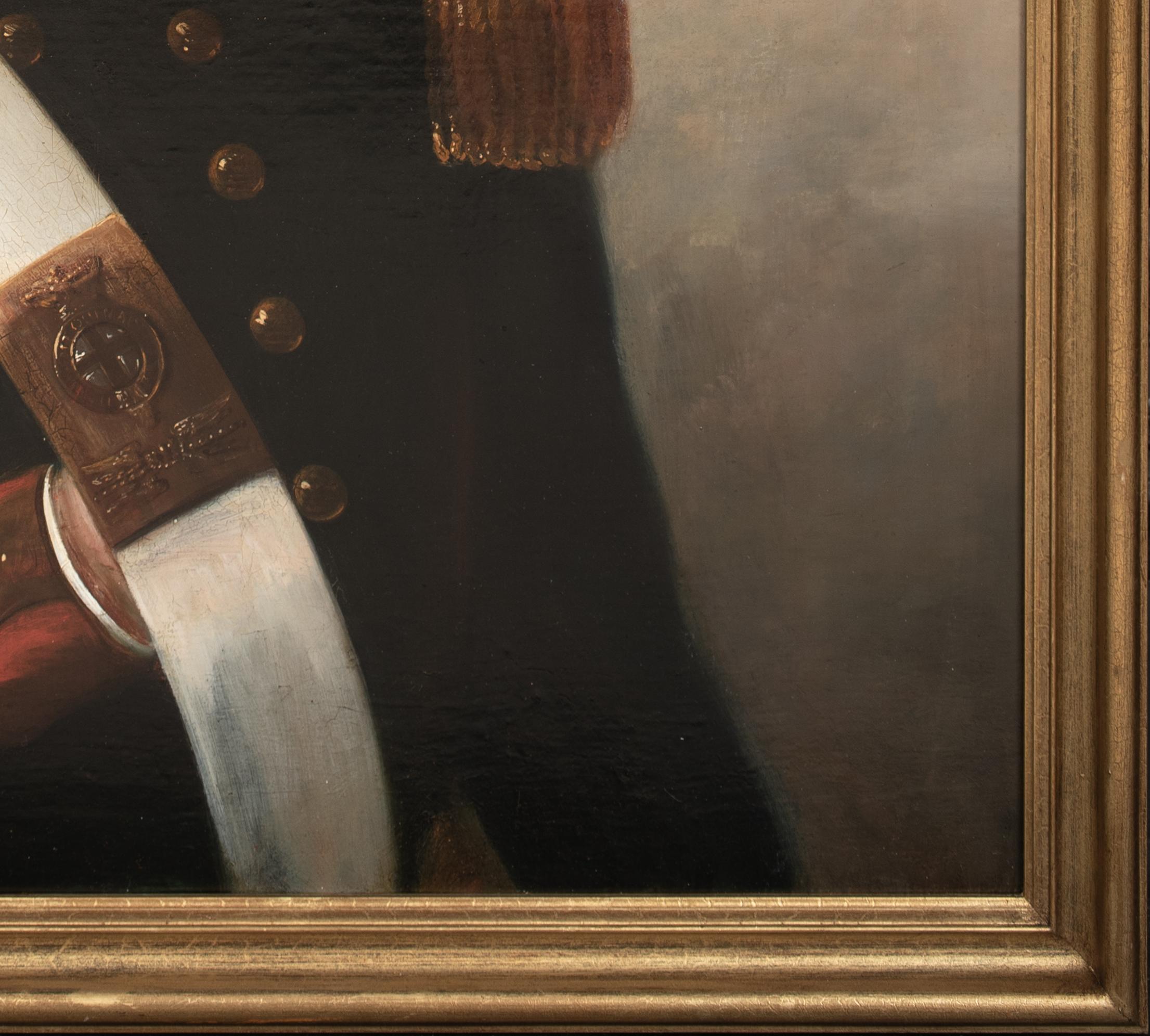 Portrait du capitaine Thomas Frederick Simmons (1890-1942). Artillerie royale, 19e siècle

A servi dans l'artillerie royale britannique lors de la bataille de Waterloo - Père du gouverneur de Malte

attribué à John HAYES (1786-1886)

Grand portrait