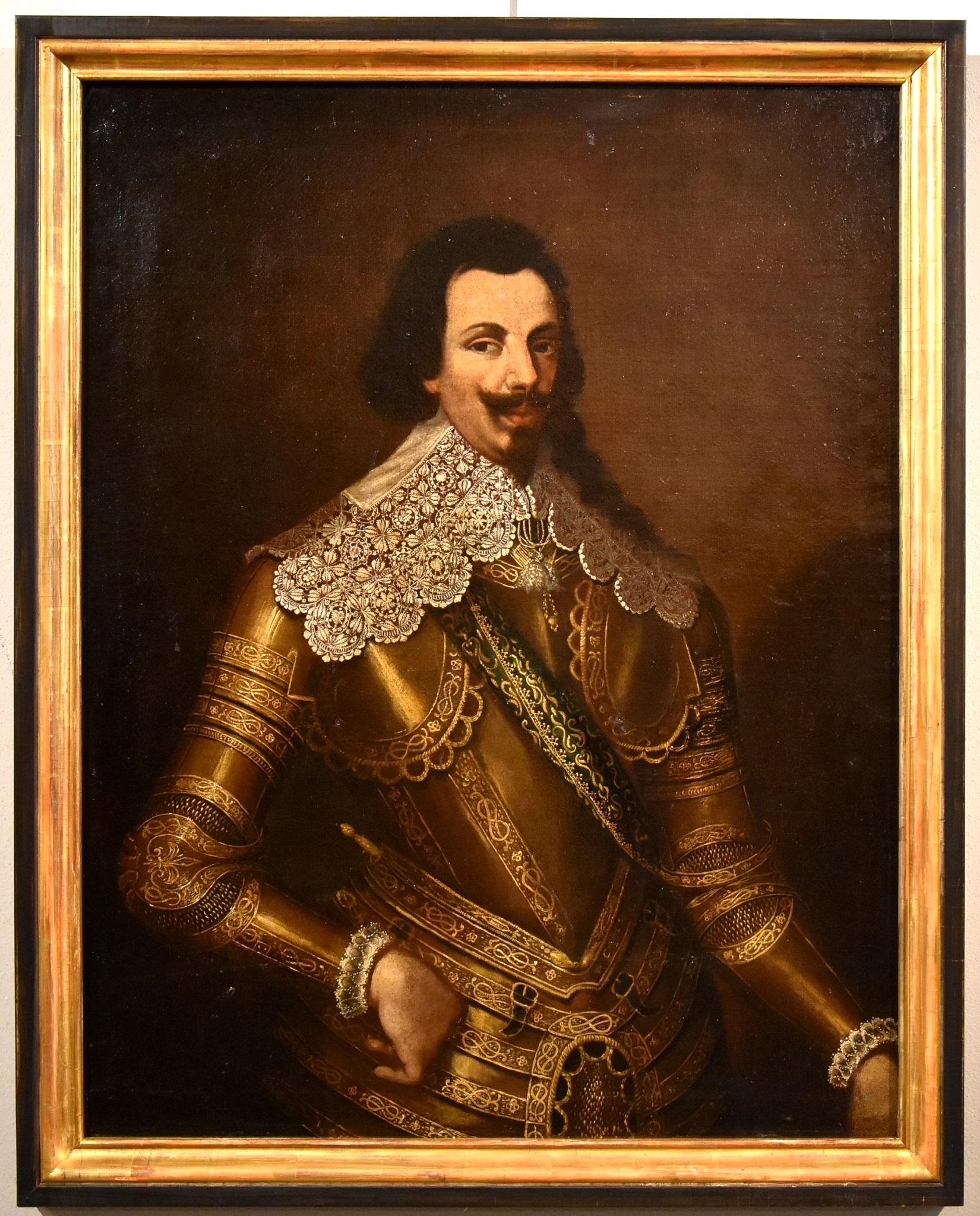Portrait Cavalier Paint Oil on canvas Portrait Old master 17th Century Italian - Painting by Unknown