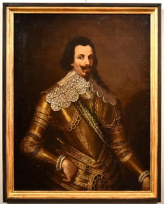 Antique Portrait Cavalier Paint Oil on canvas Portrait Old master 17th Century Italian 