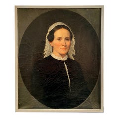“Portrait de femme à la robe noire”, huile sur toile début XXe