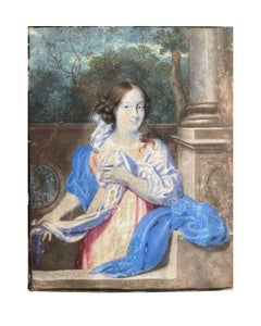 Retrato de la escuela holandesa, circa 1670, Joven en un jardín
