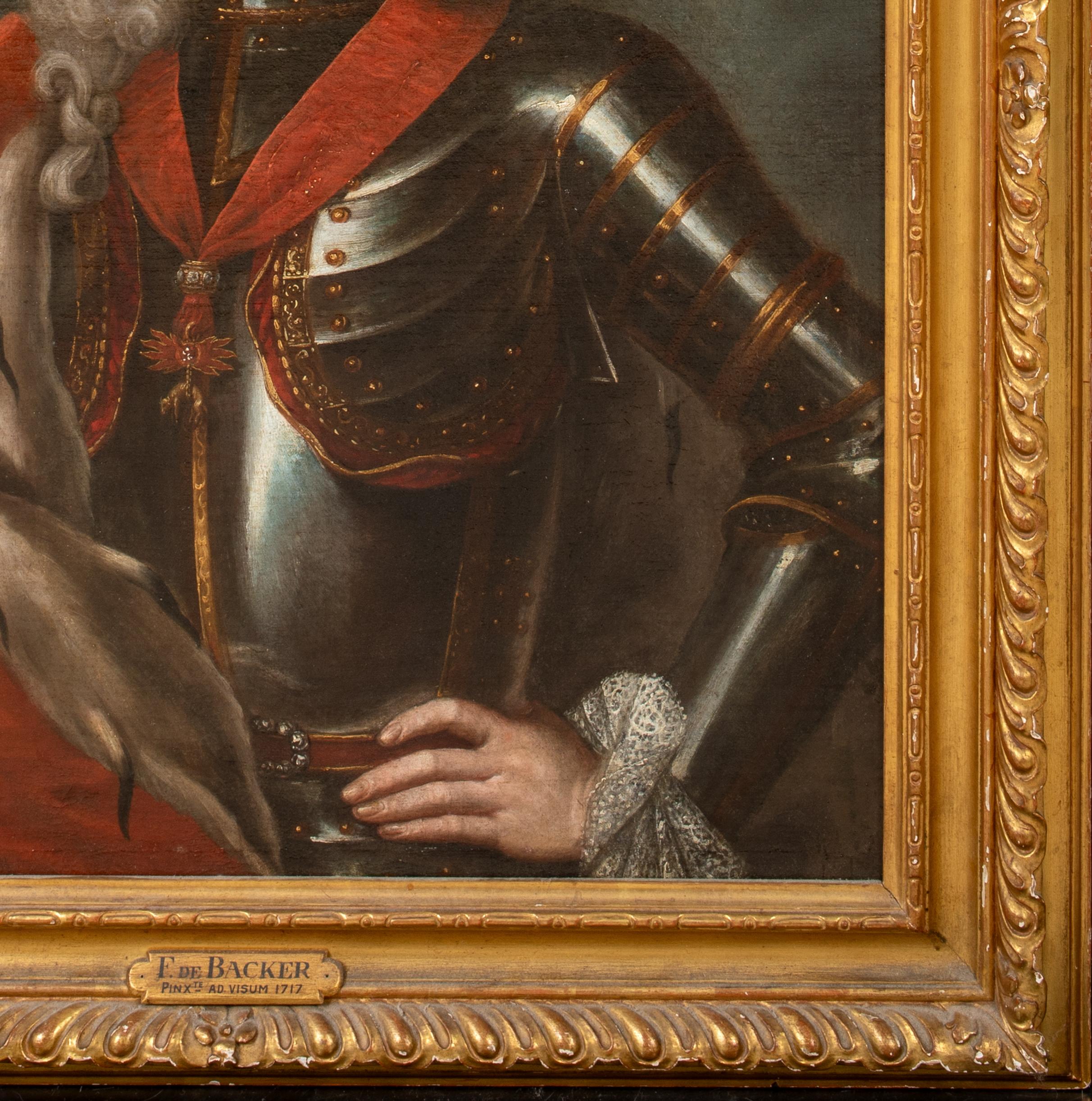 Portrait de l'empereur Charles VI (1685-1740), XVIIIe siècle

bv Franz De Backer (1680-1749)

Grand portrait du début du XVIIIe siècle de Charles VI, souverain des Habsbourg d'Autriche, huile sur toile de Franz De Backer. Portrait à mi-corps