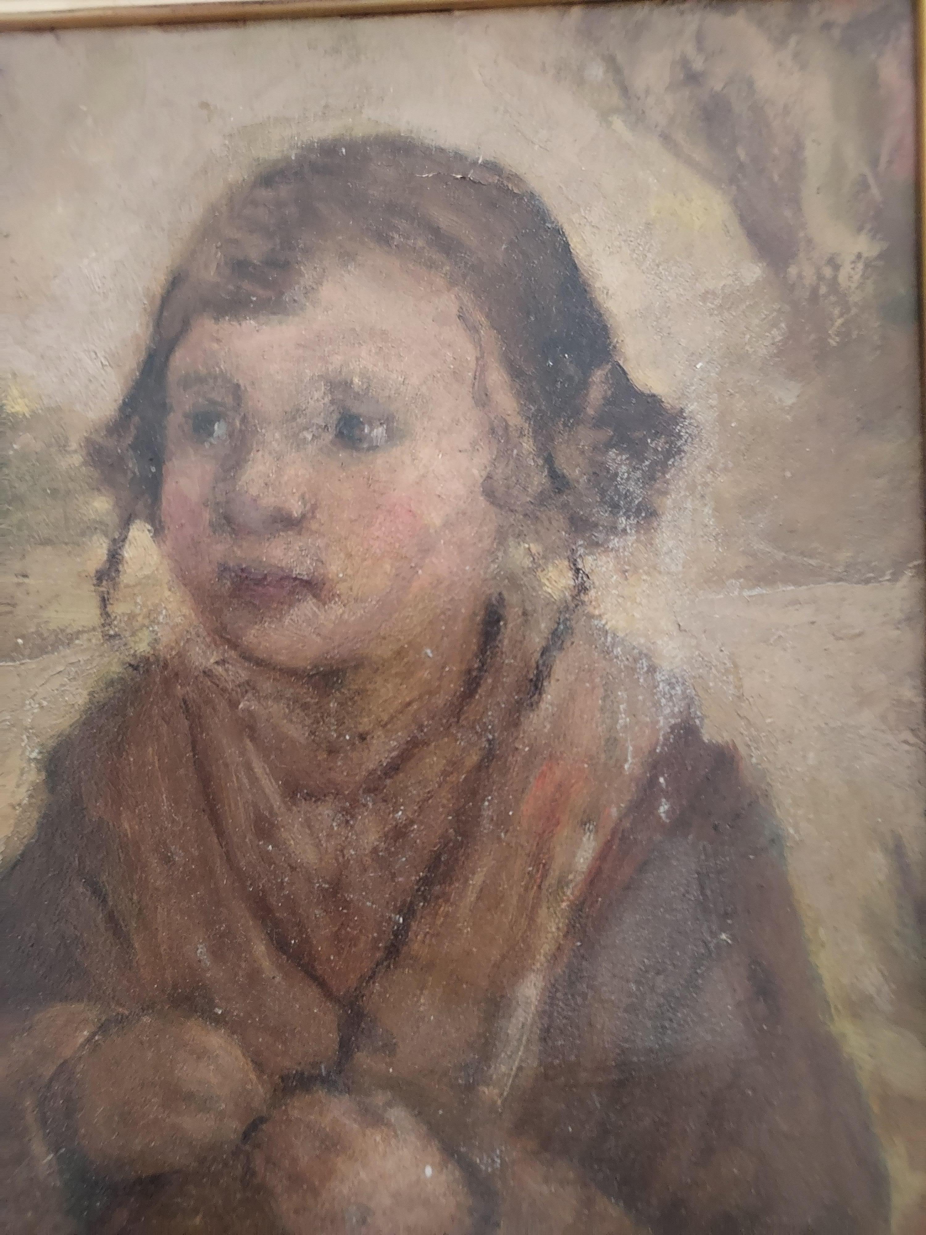 Retrato Niña Escuela Barbizon Francesa - Painting Escuela de Barbizon de Unknown