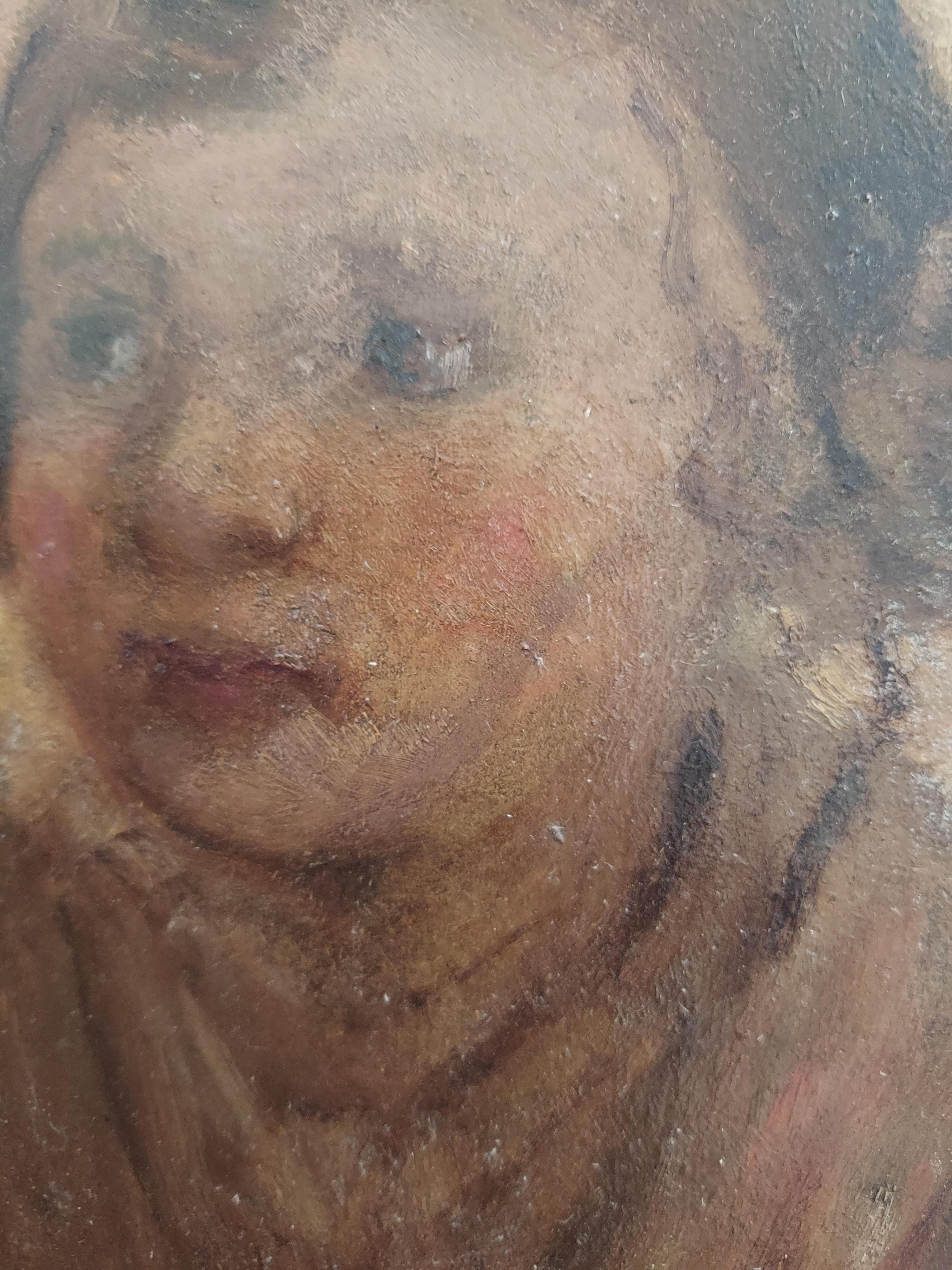 Tres bella pintura al óleo sobre lienzo del siglo XIX de la escuela de barbizon precursora de los impresionistas. El retrato representa a una campesina al estilo de Narciso Díaz. Este precioso cuadro es típico de una pintura paisajista cercana a la