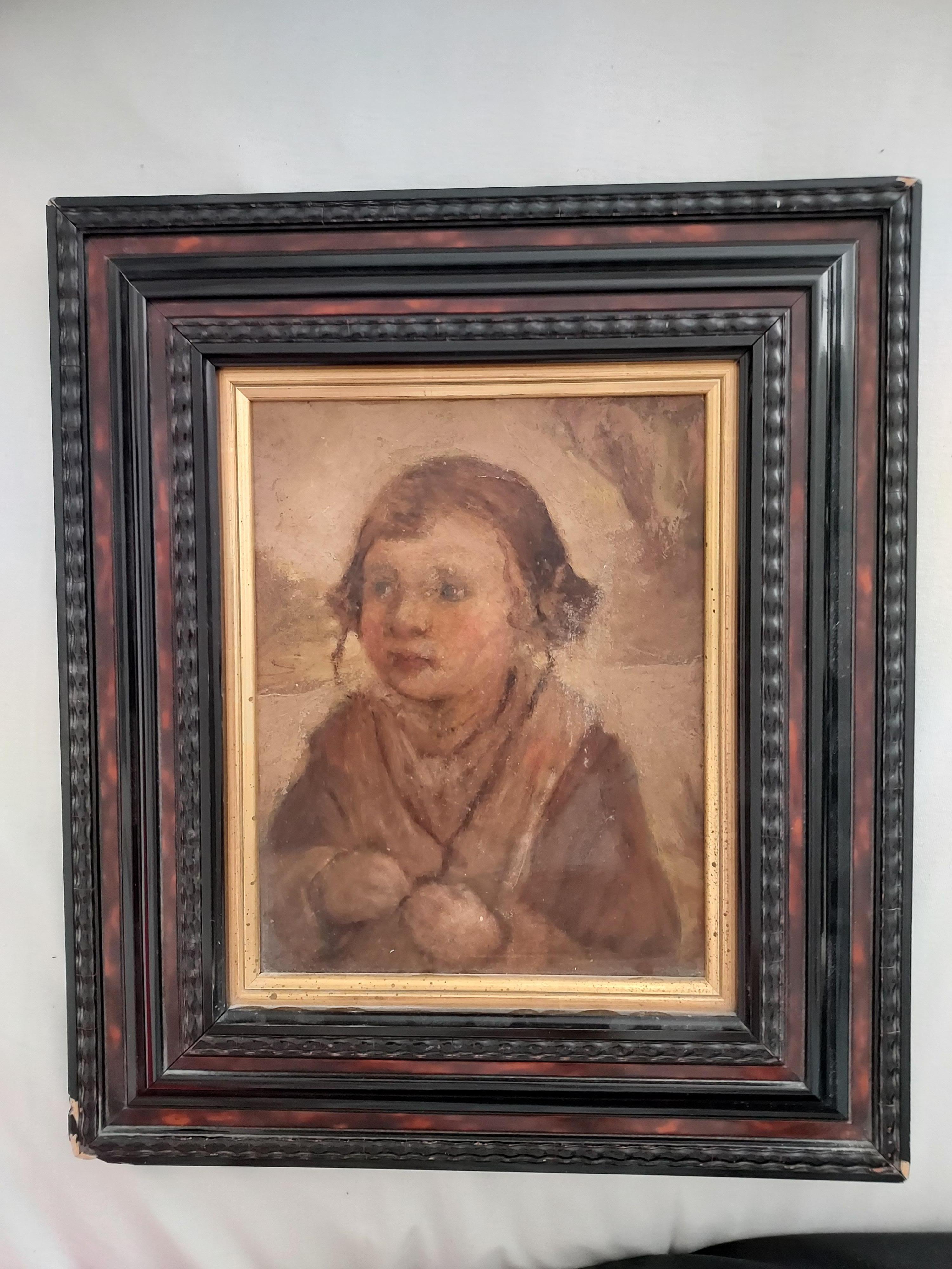 Retrato Niña Escuela Barbizon Francesa en venta 2