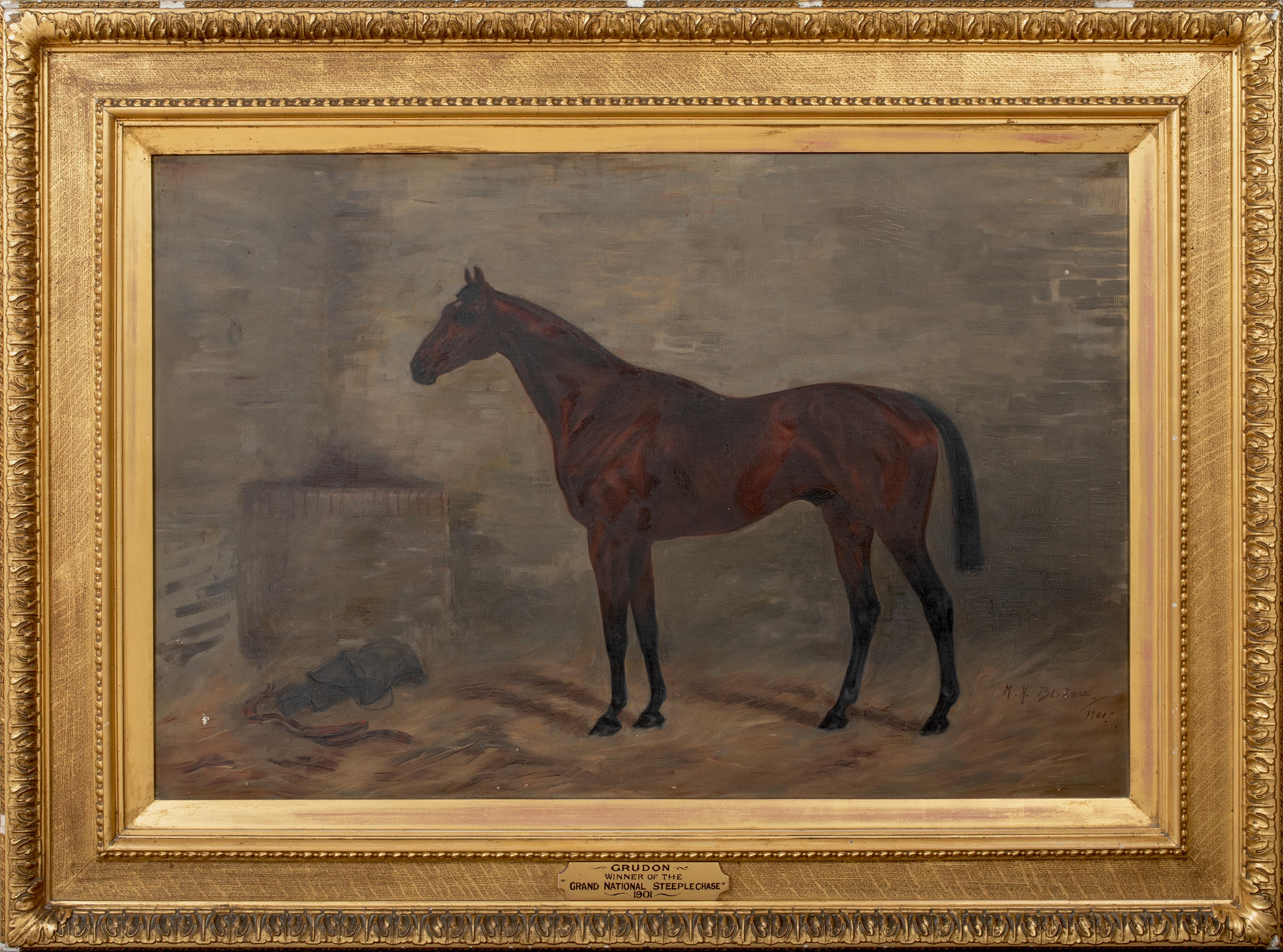 Unknown Portrait Painting - Portrait Of 1901 Grand National Winner "Grudon", 19th Century  