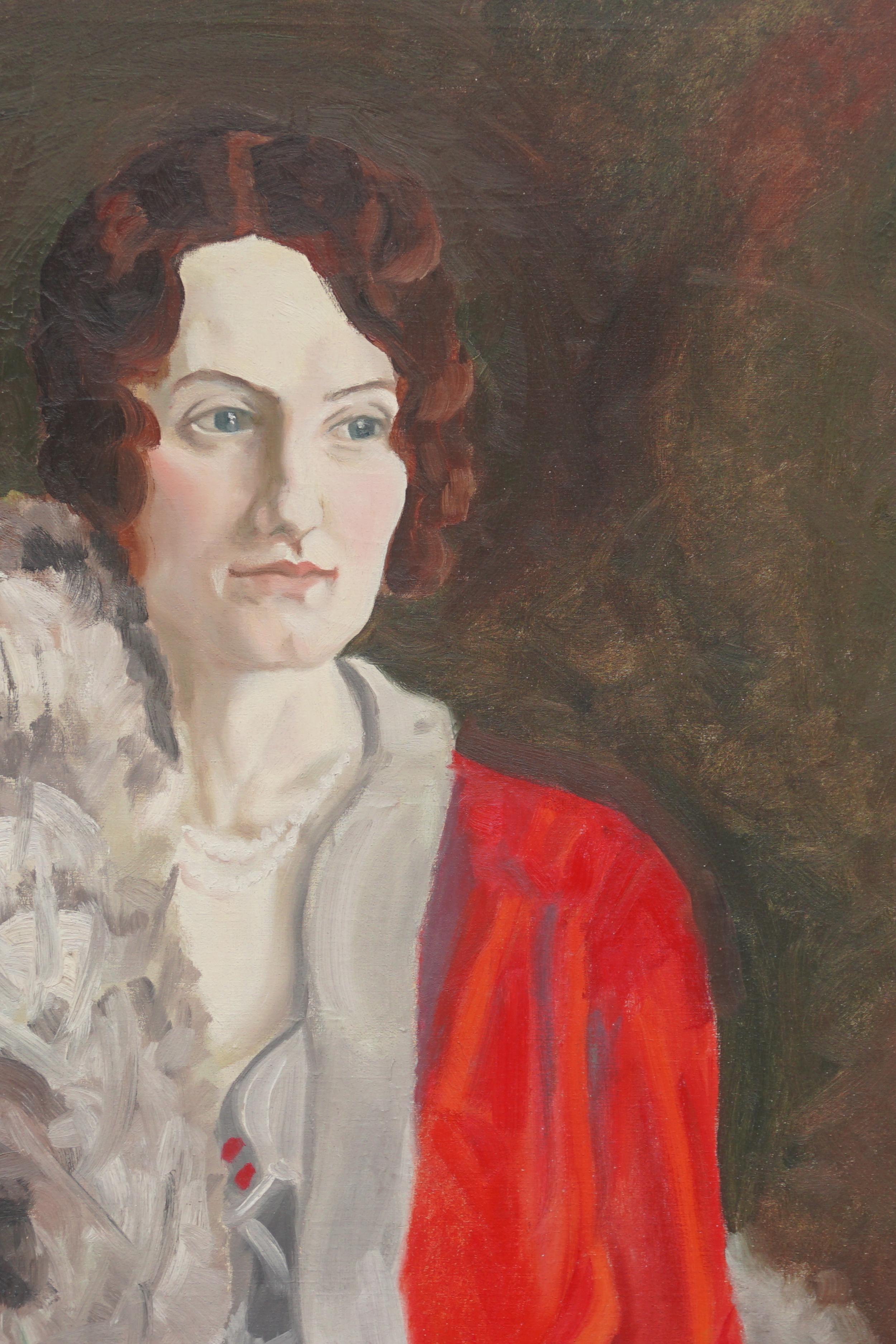 Porträt einer Society-Frau aus den 1930er Jahren – im Stil von Francis Campbell Boileau Cadell – Painting von Unknown