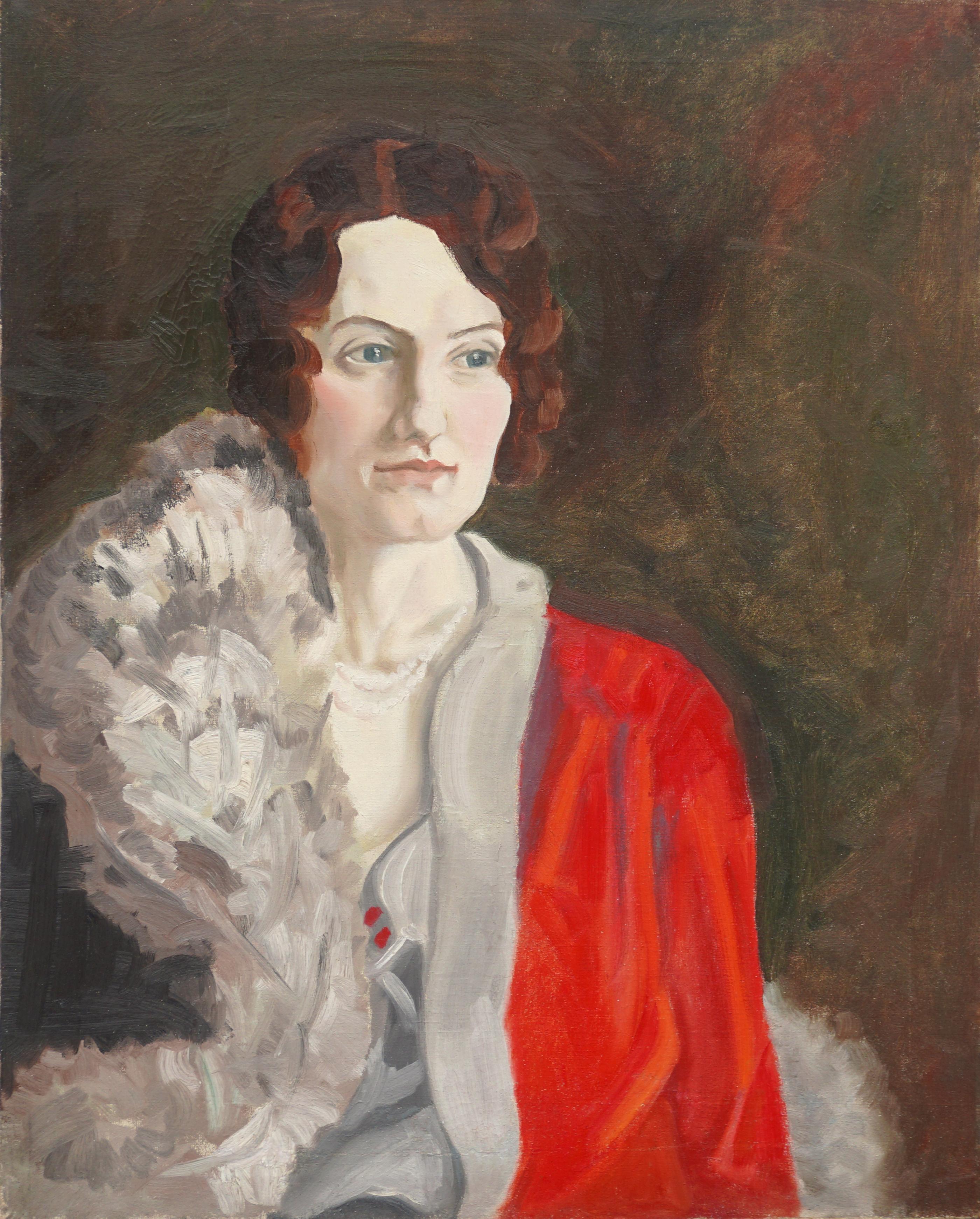 Unknown Figurative Painting - Portrait of 1930s Society Woman - In Style of  Francis Campbell Boileau Cadell