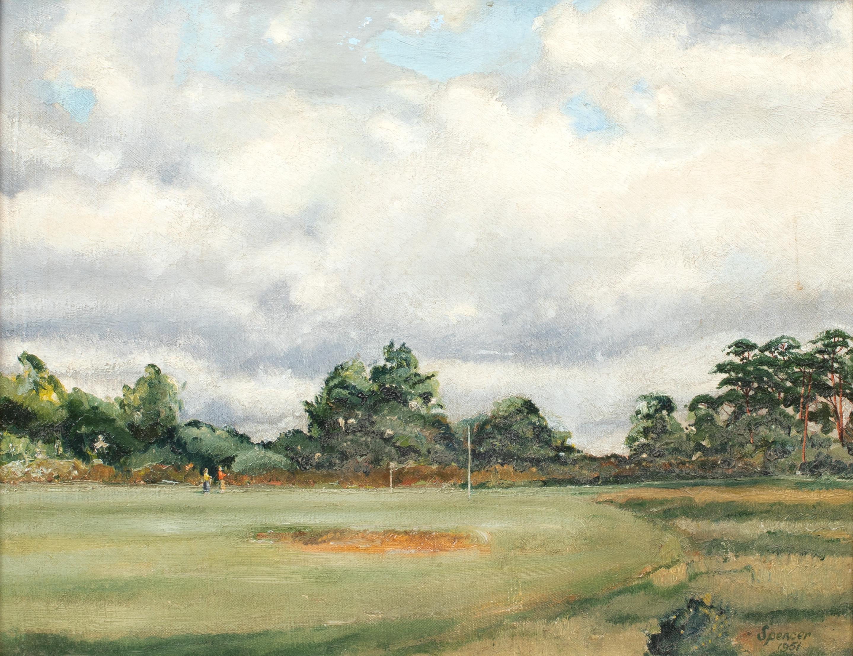 Portrait d'un terrain de golf d'Alabama, daté de 1951 - Marron Landscape Painting par Unknown