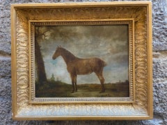 Portrait of a Bay Horse with Docked Tail in a Landscape. Dutch School, 18th Cent