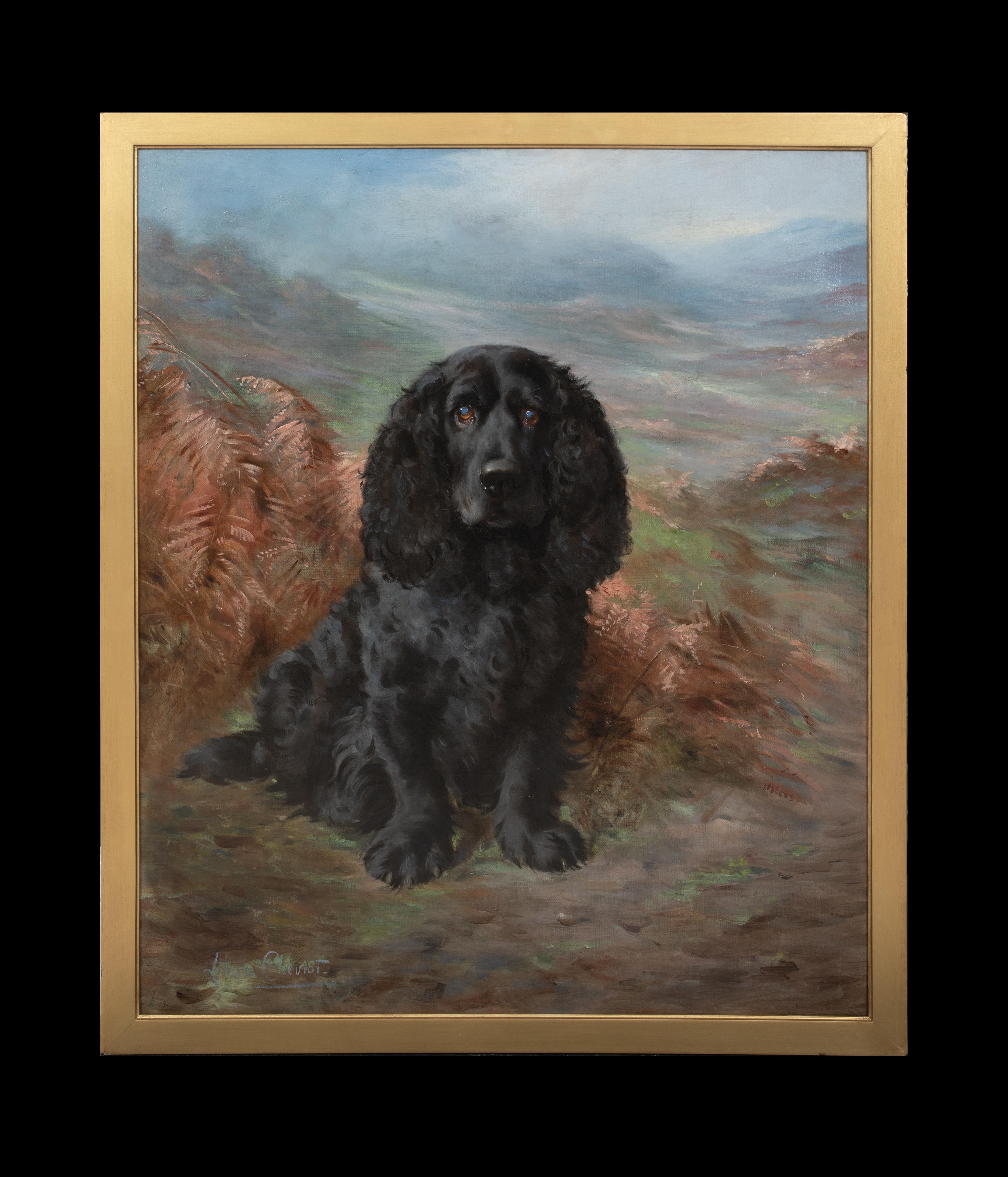 Ritratto di un Cocker Spaniel nero, XIX secolo  di Lilian Cheviot (1864-1932) - Painting di Unknown