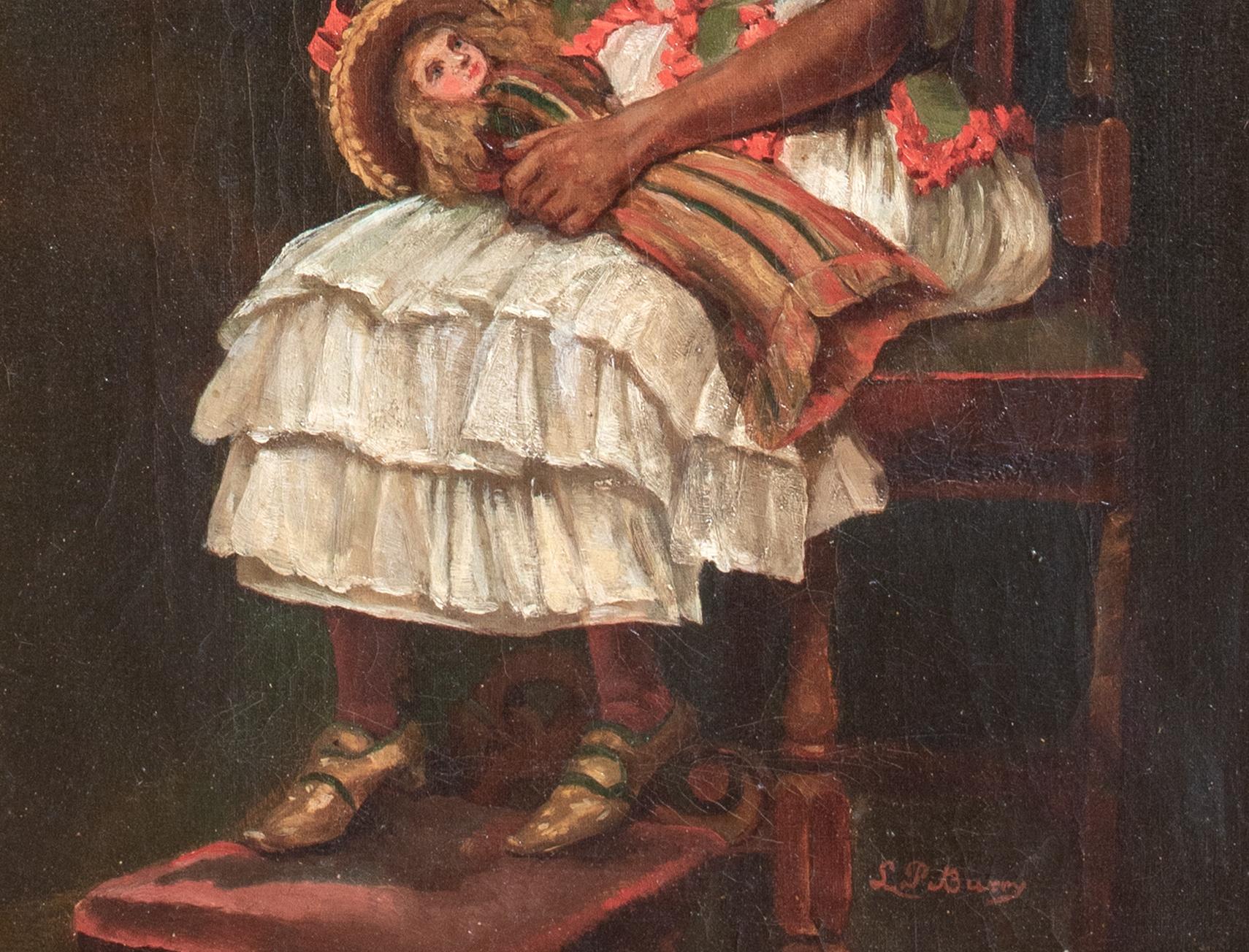 Portrait Of A Black Girl With A White Doll, 19th Century  by L P Burey For Sale 6