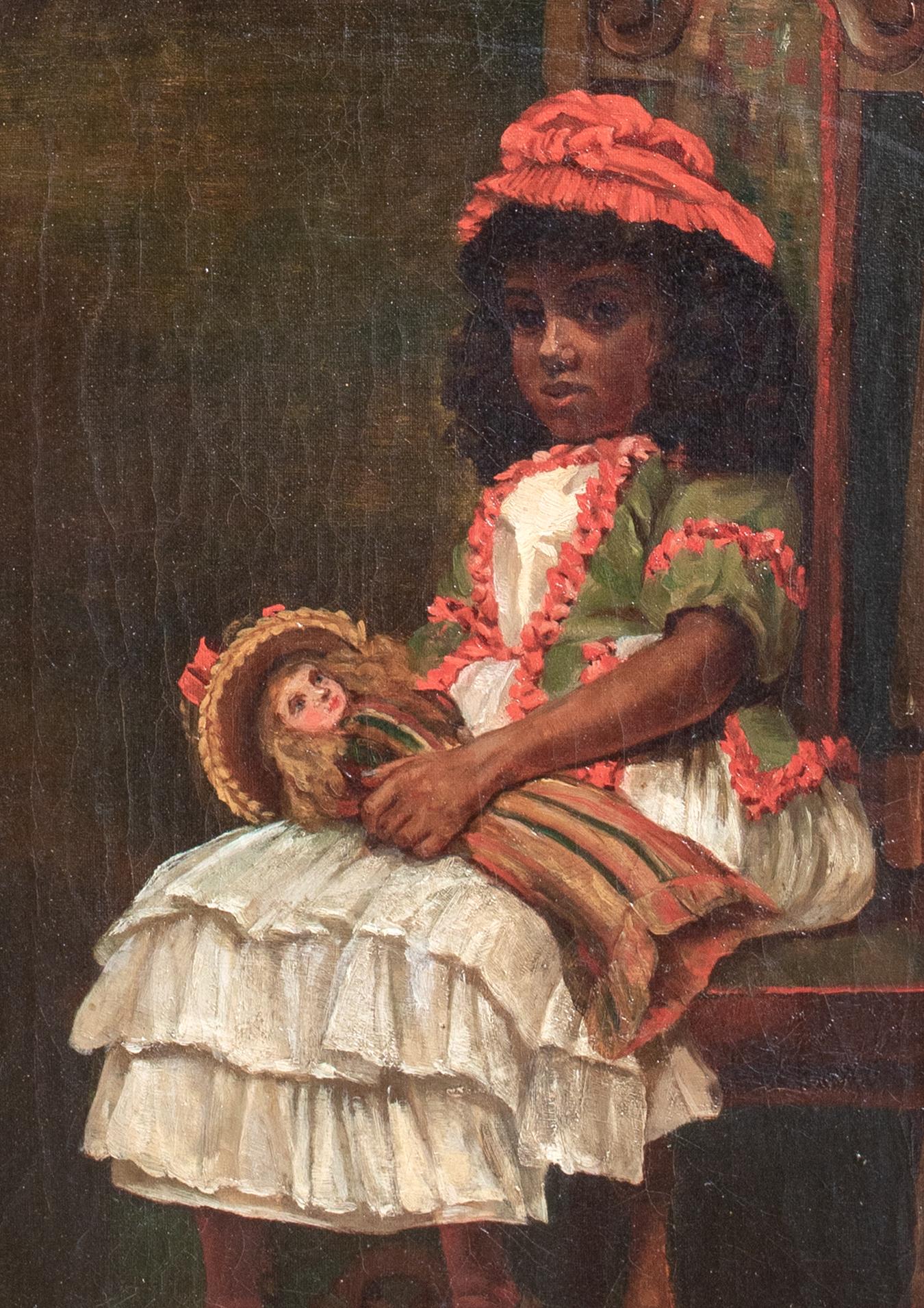 Portrait Of A Black Girl With A White Doll, 19th Century  by L P Burey For Sale 1