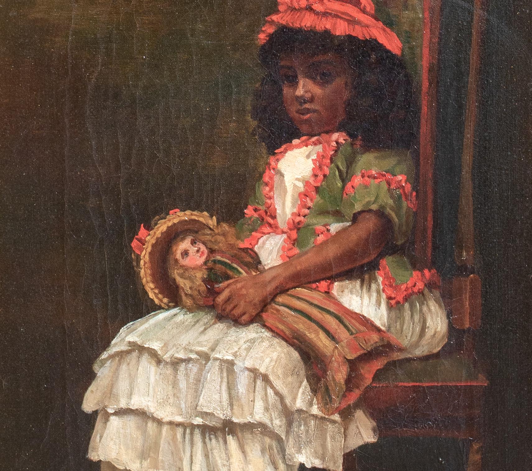 Portrait Of A Black Girl With A White Doll, 19th Century  by L P Burey For Sale 2