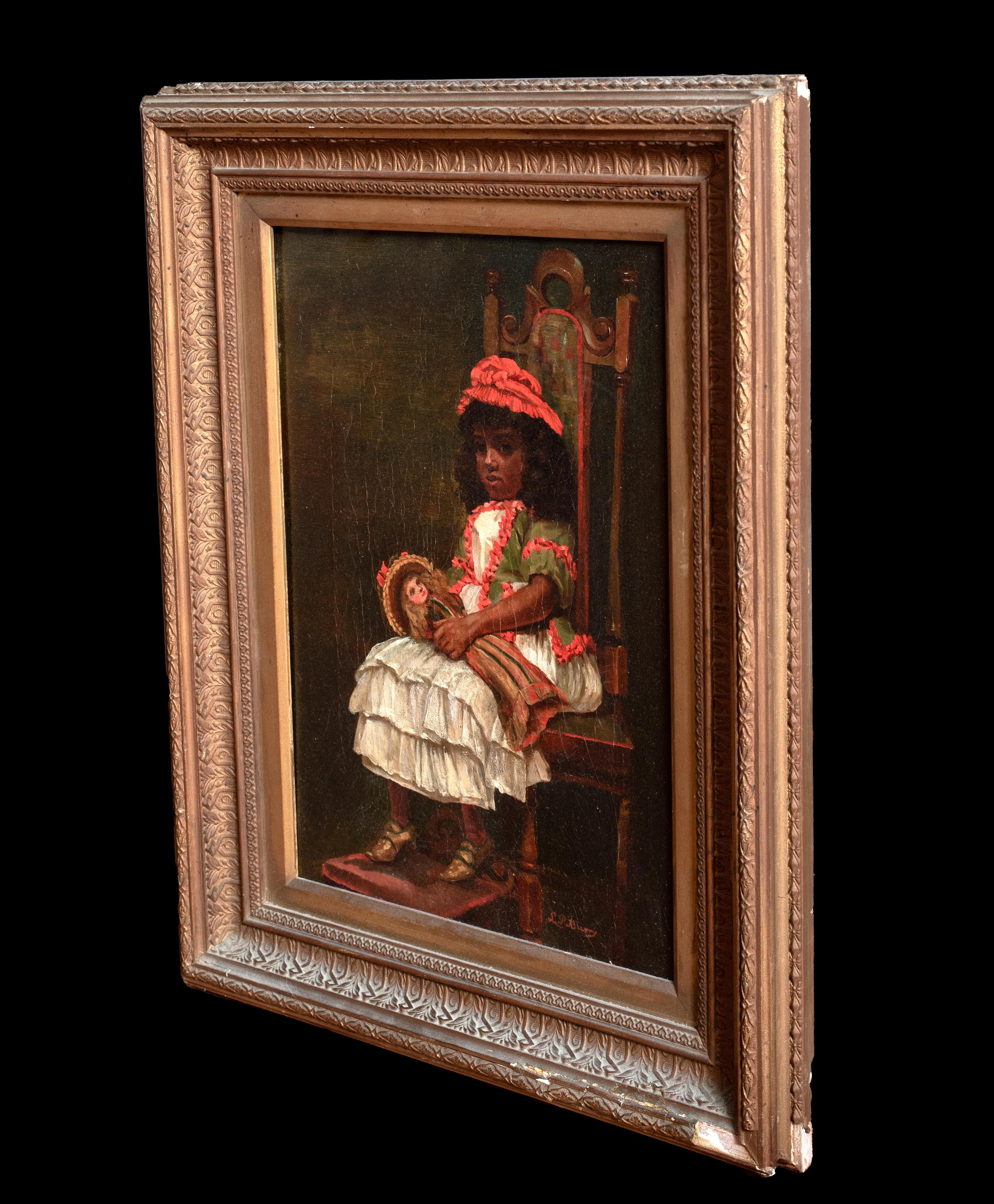 Portrait Of A Black Girl With A White Doll, 19th Century  by L P Burey For Sale 4