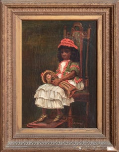Antique Portrait Of A Black Girl With A White Doll, 19th Century  by L P Burey