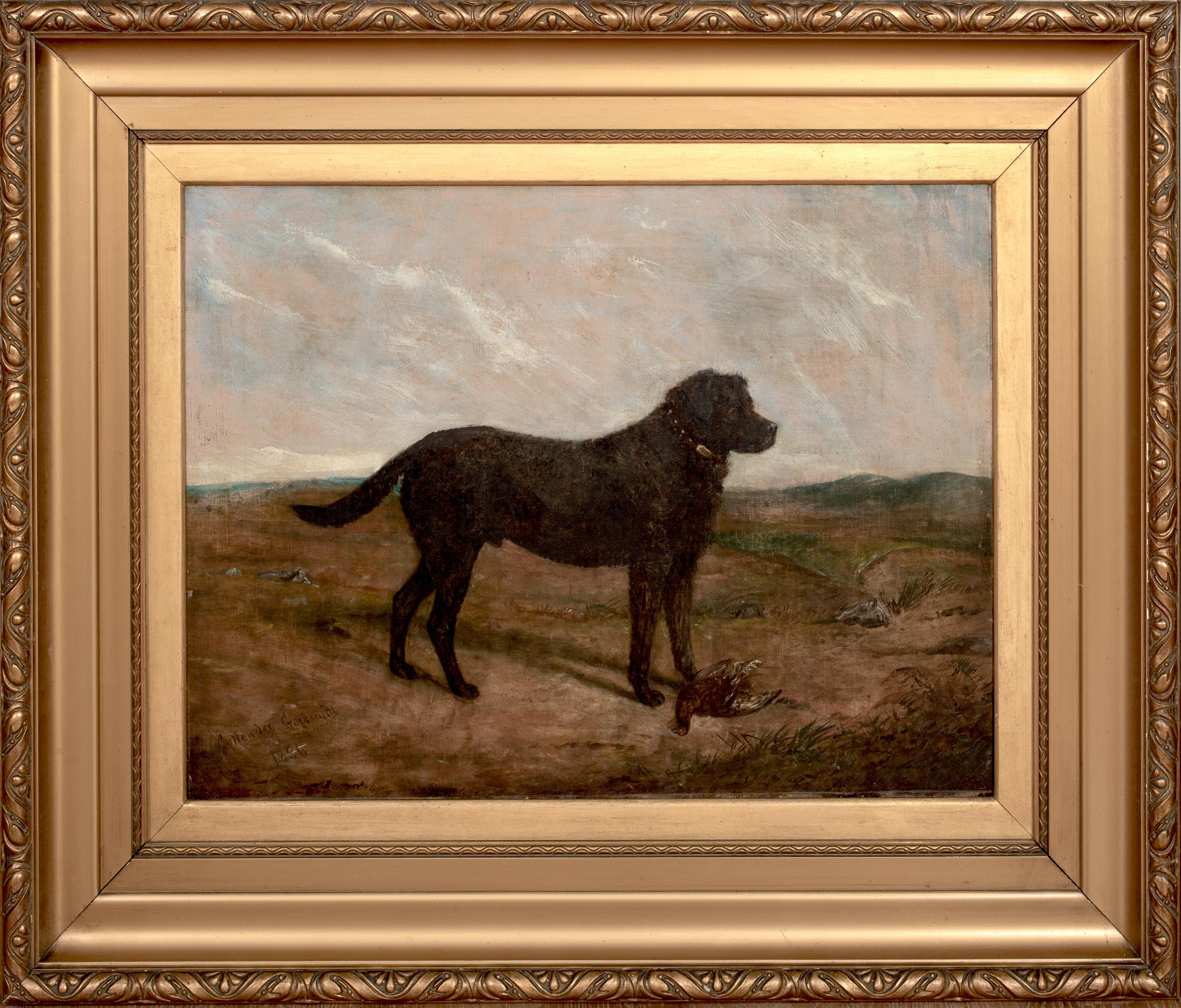 Animal Painting Unknown - Portrait d'un labrador noir, 19e siècle par Collender Goldsmith