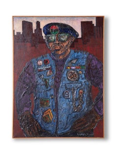 Portrait of a Black Panther Activist by N. Correa - Oil and Mixed Media - 1969