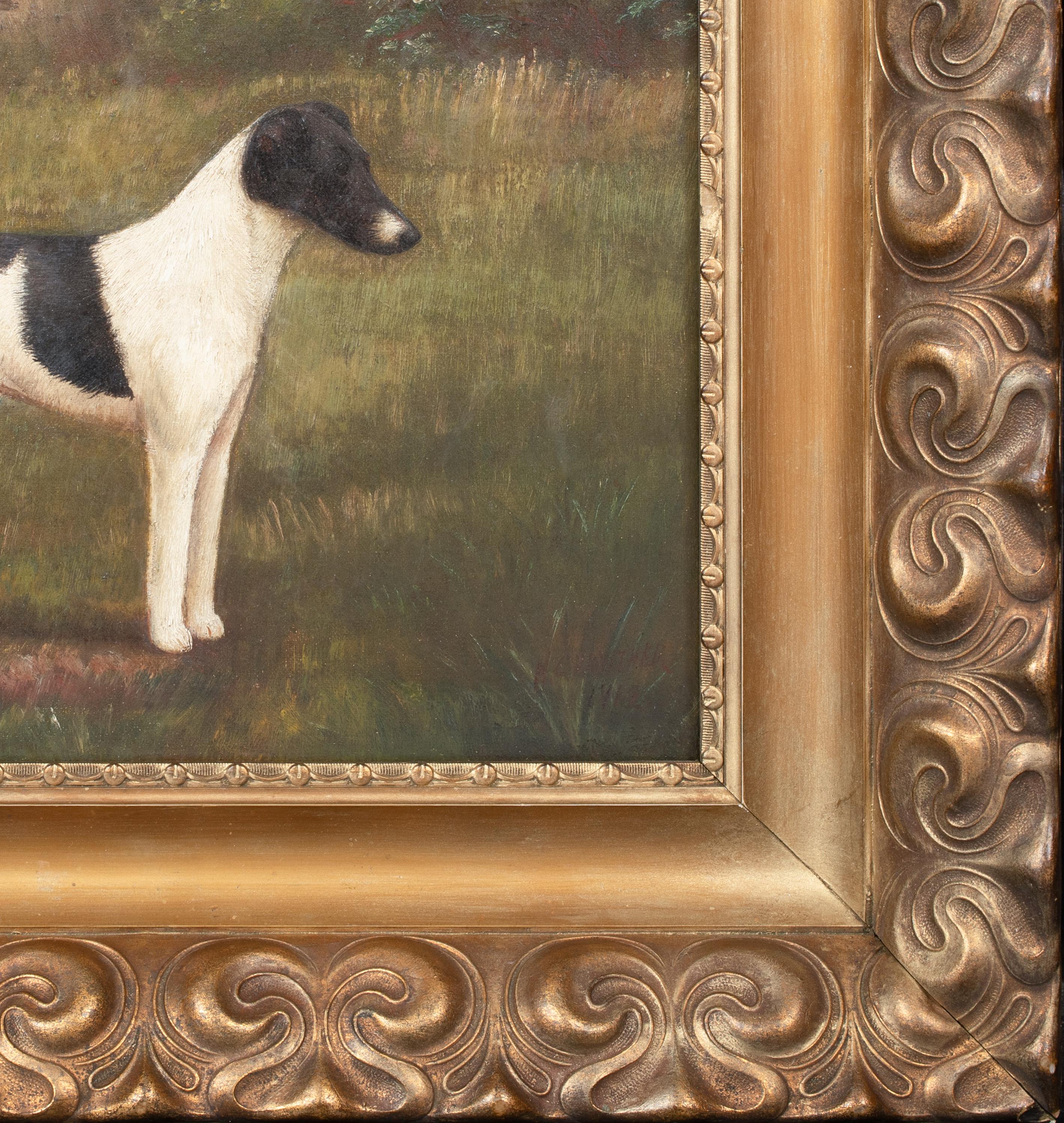  Portrait Of A Black & White Jack Russell Terrier, 19th Century HENRY CROWTHER For Sale 1