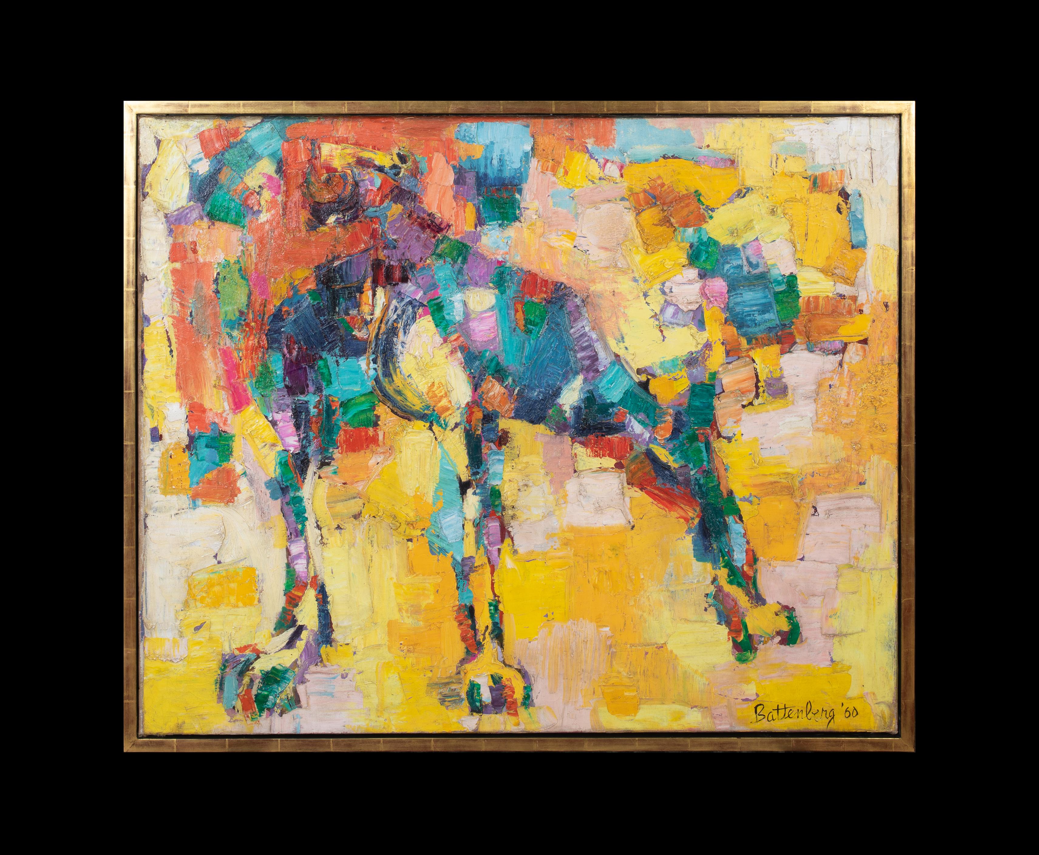 Portrait Of A Boxer Dog, dated 1960 by John Battenberg (1936-2013)  - Painting by Unknown