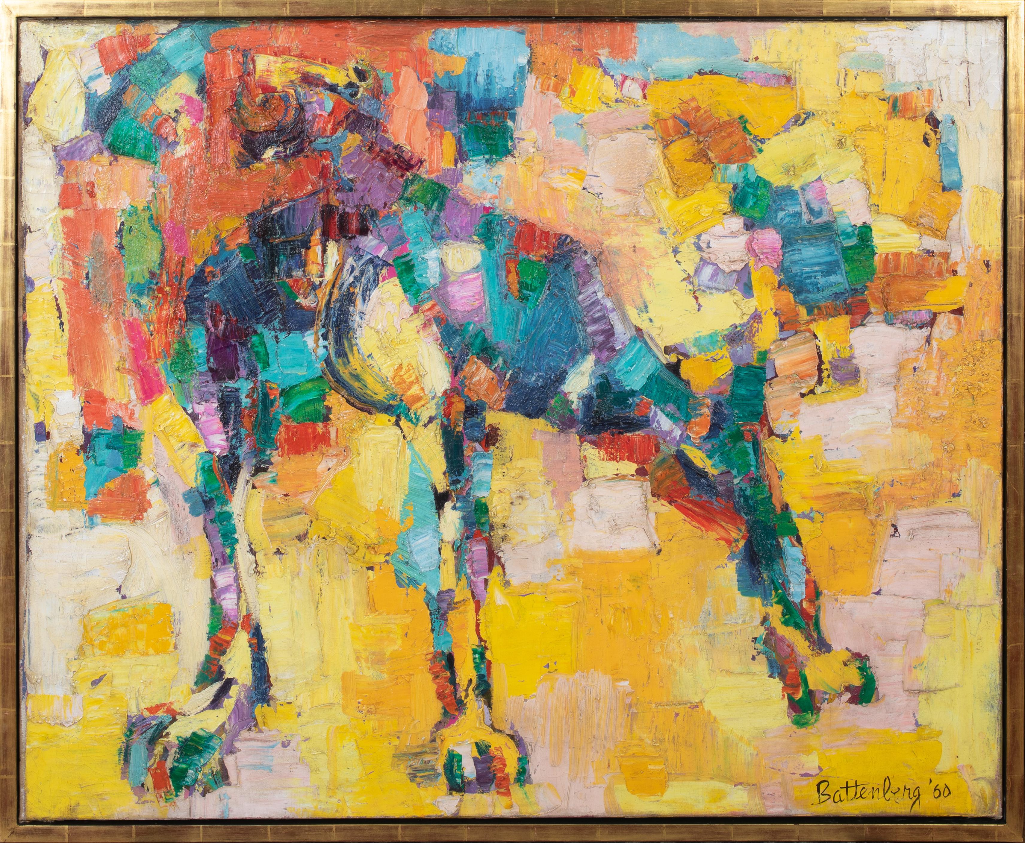 Unknown Animal Painting - Portrait Of A Boxer Dog, dated 1960 by John Battenberg (1936-2013)