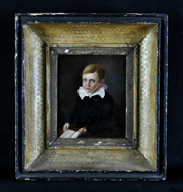 Unknown - Portrait of a Boy - 18th Century French Oil on Panel Antique ...