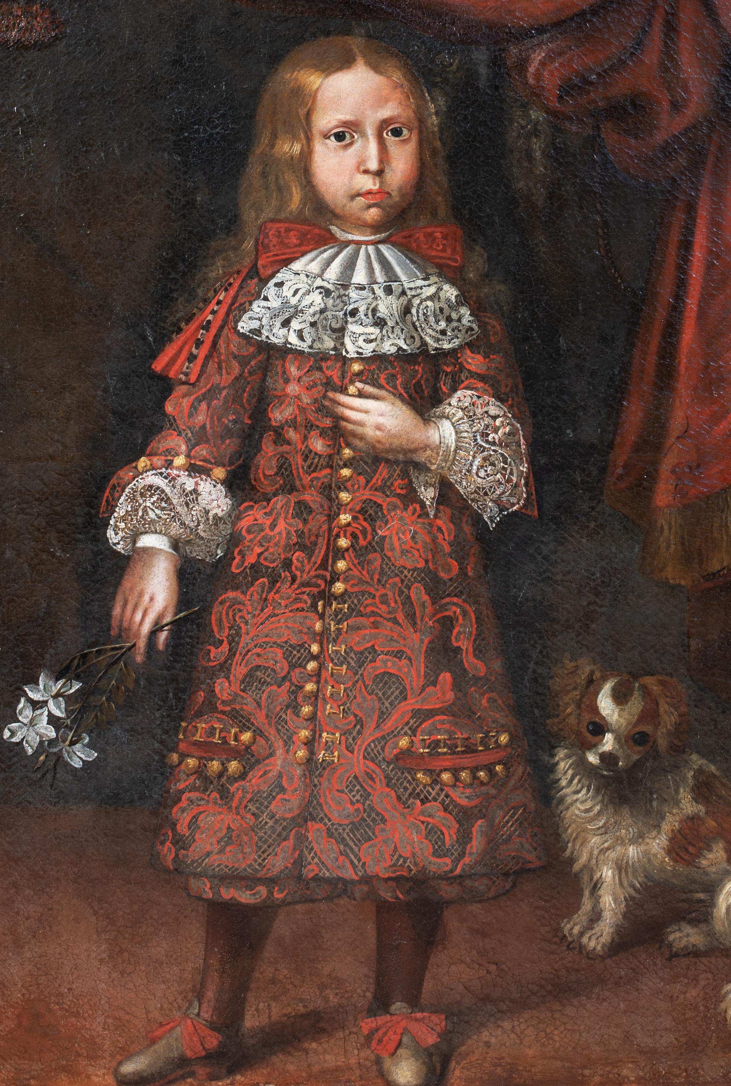 Portrait Of A Boy & Dog, 17th Century   Piedmontese School circa 1620 For Sale 7