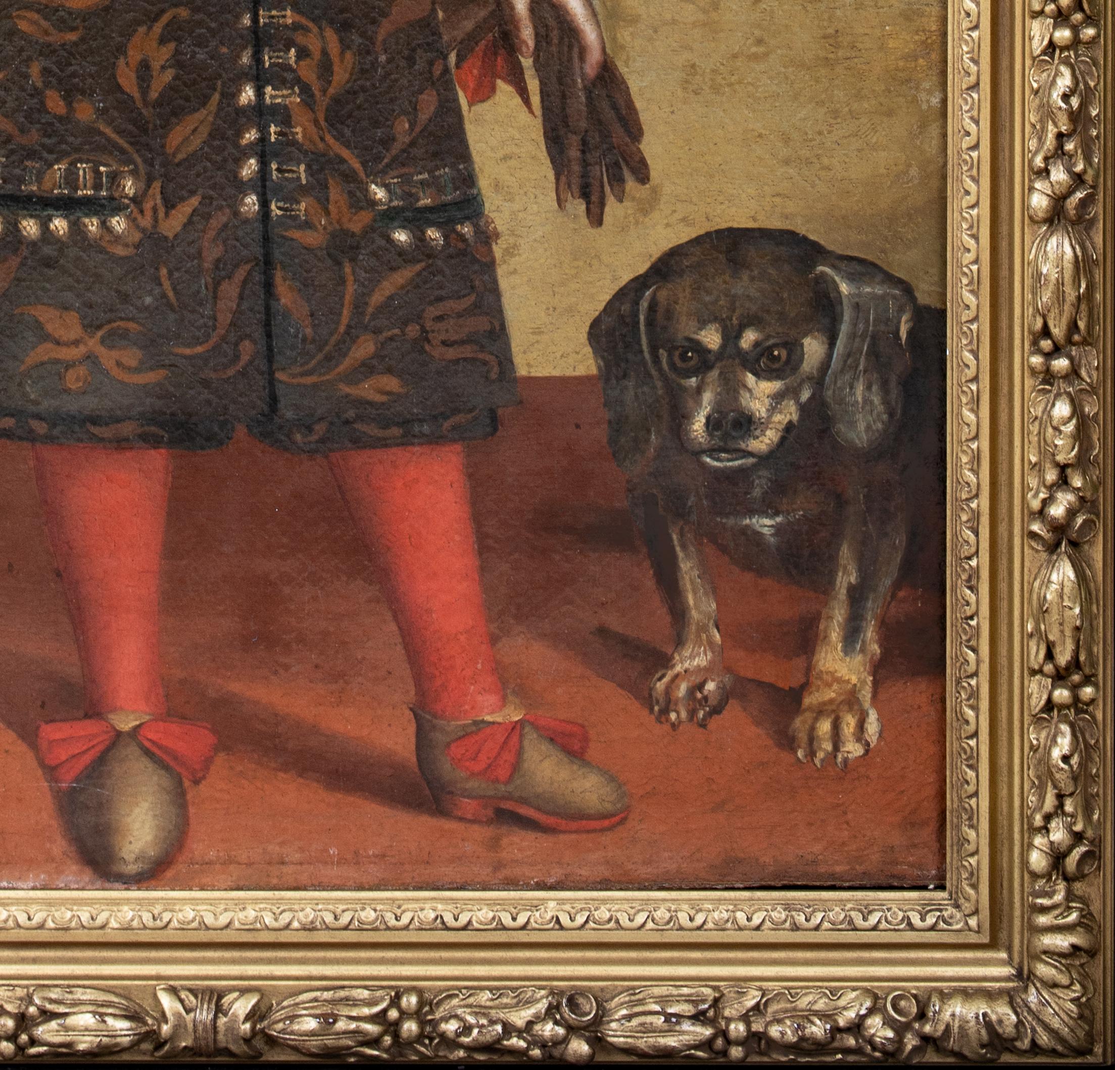 Portrait Of A Boy & Dog, 17th Century   Piedmontese School circa 1620 For Sale 1