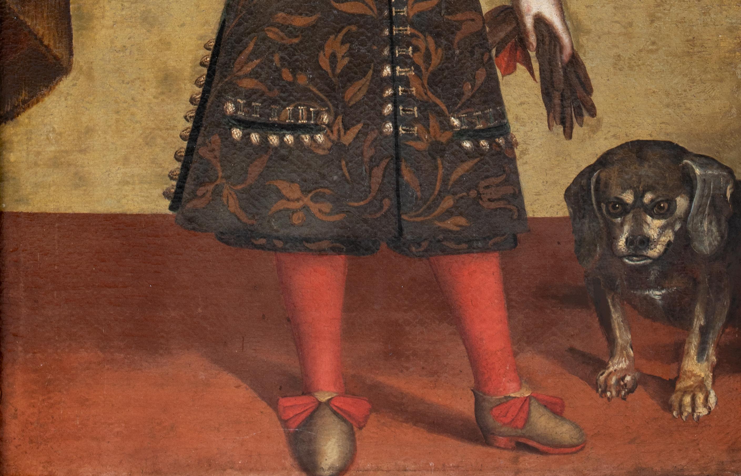 Portrait Of A Boy & Dog, 17th Century   Piedmontese School circa 1620 For Sale 2