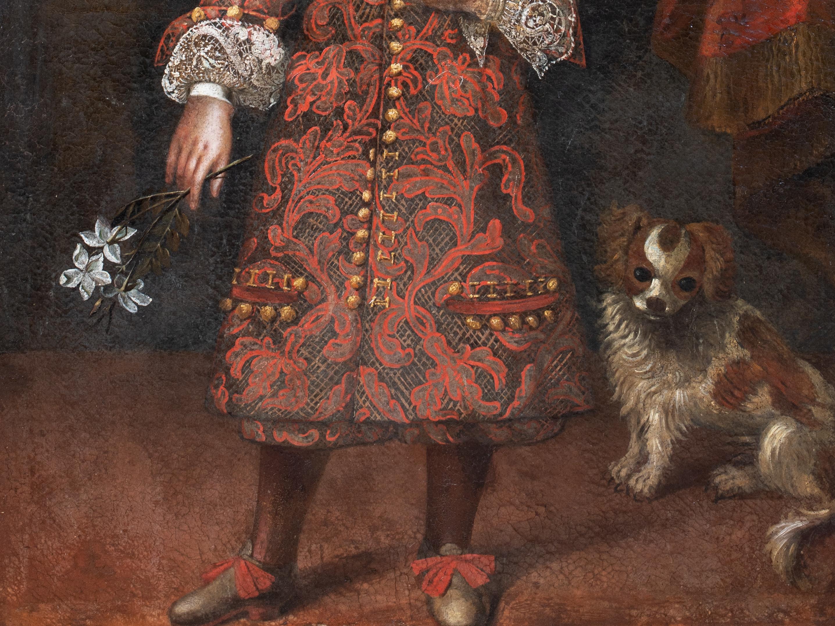 Portrait Of A Boy & Dog, 17th Century   Piedmontese School circa 1620 For Sale 3