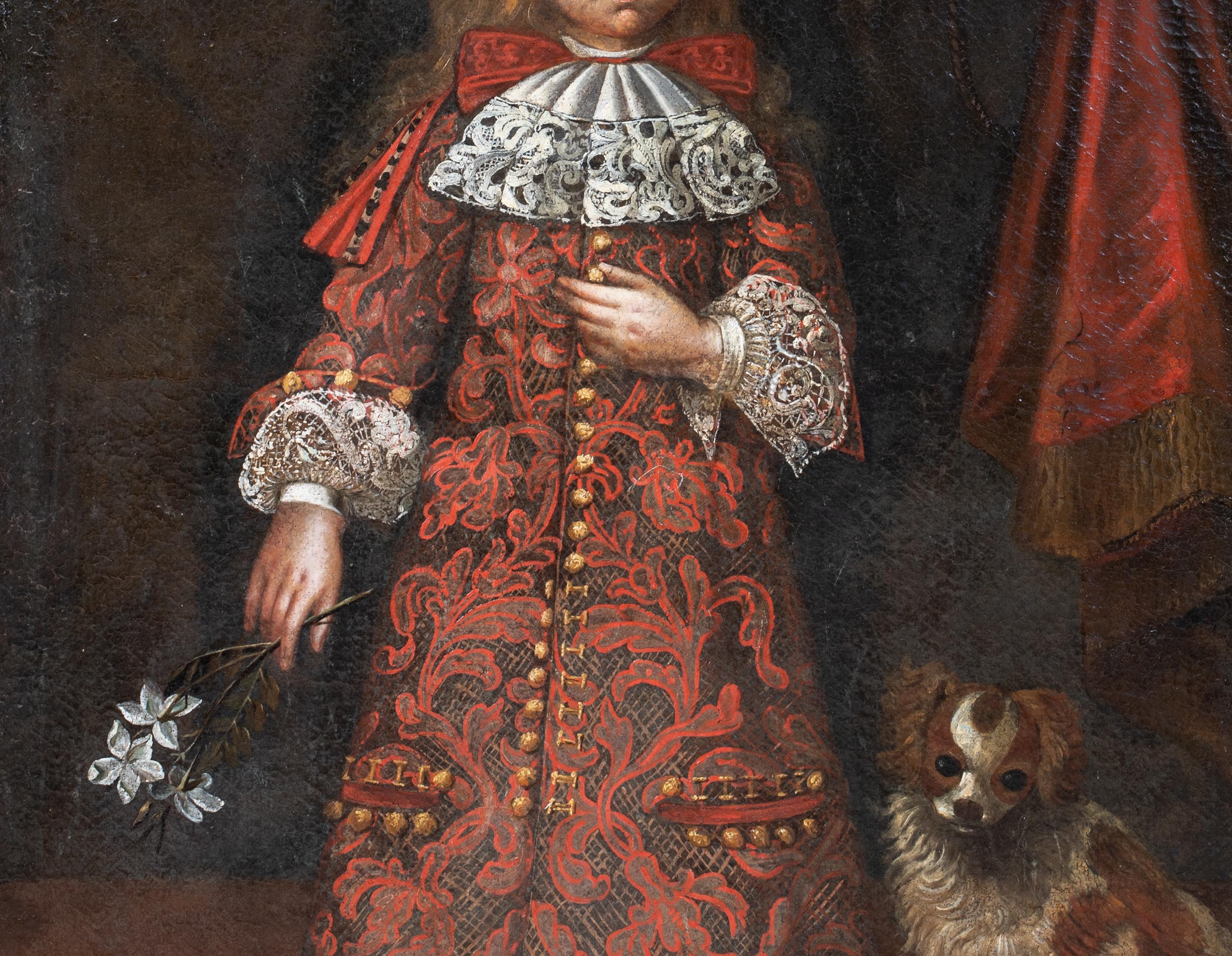 Portrait Of A Boy & Dog, 17th Century   Piedmontese School circa 1620 For Sale 4