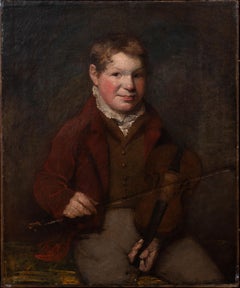 Portrait Of A Boy & Fiddle, 19th century  Irish School